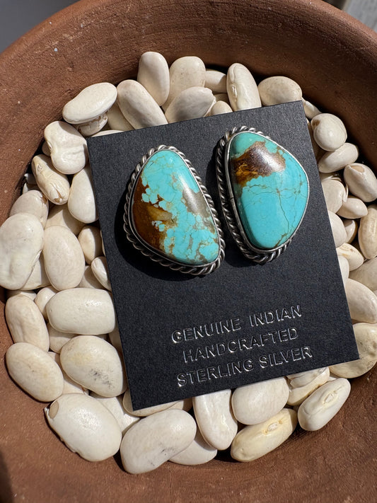 Large Mine 8 Turquoise Studs Native Made Chasity Belone