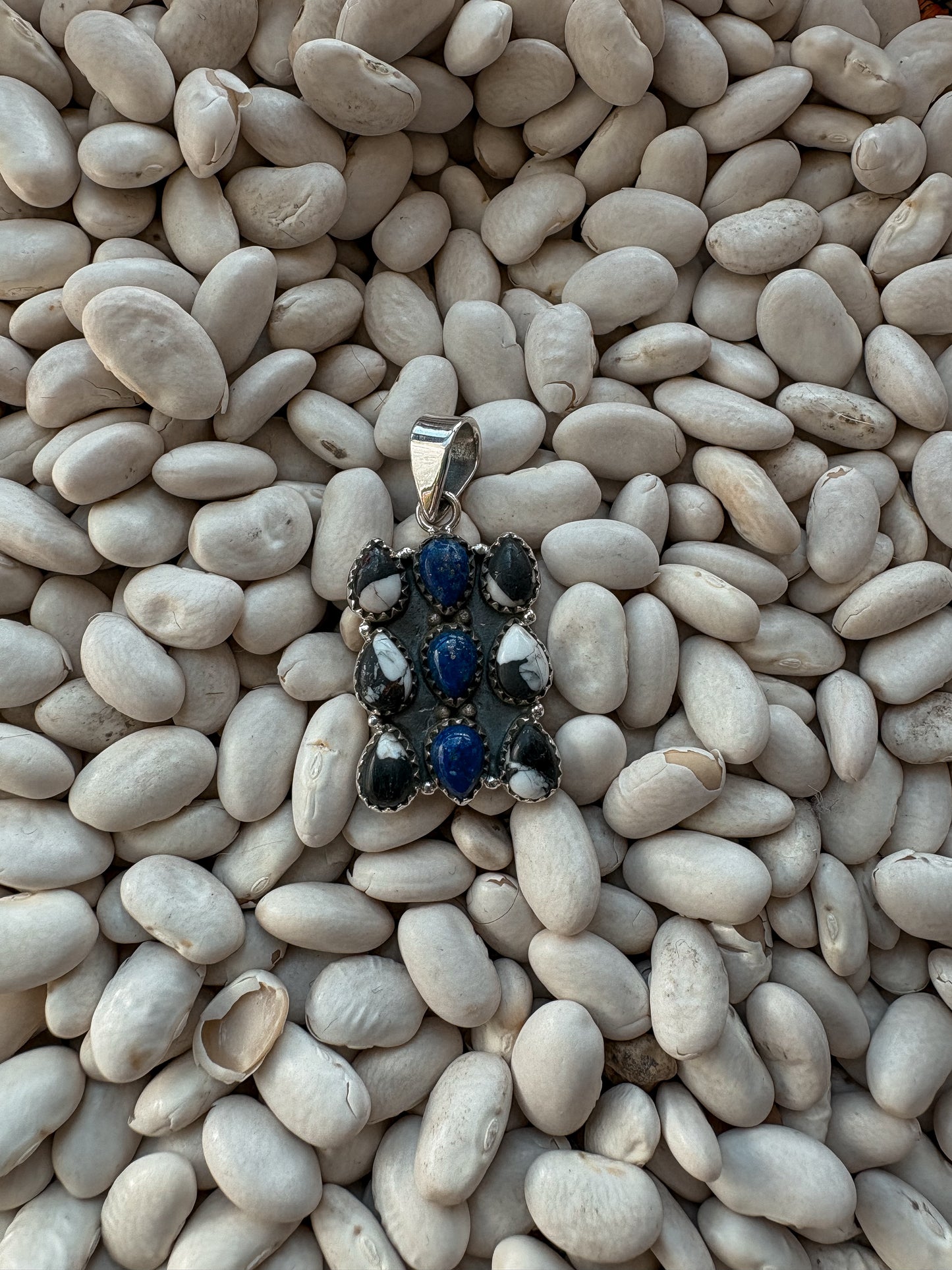 White Buffalo & Lapis Pendant B