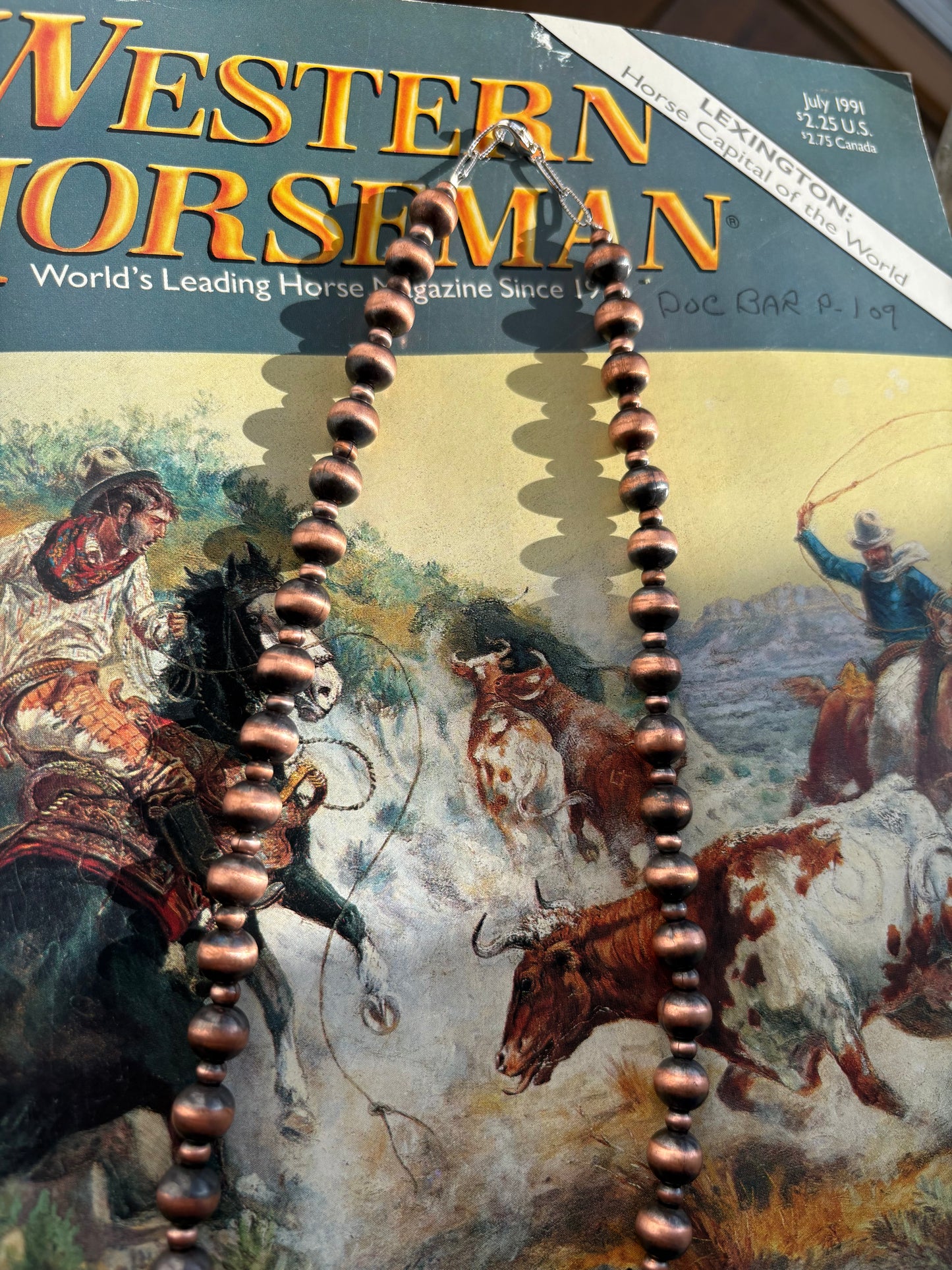 4mm & 8mm Copper Beaded Necklace 20”