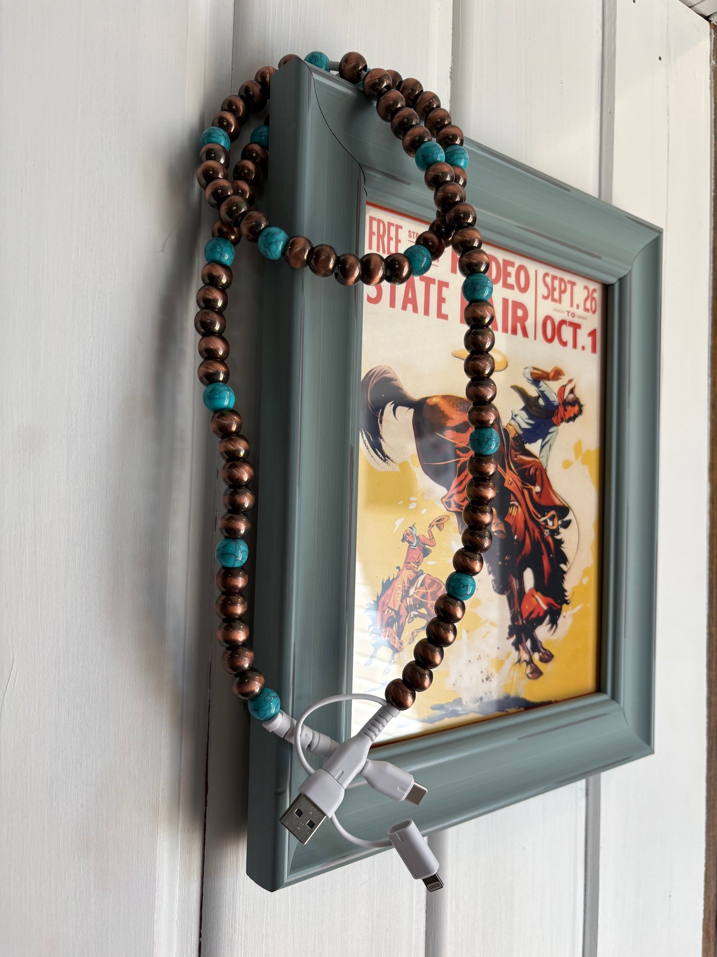 Copper Cowboy Pearl and Turquoise 4-in1 Beaded Fast Charging Cable