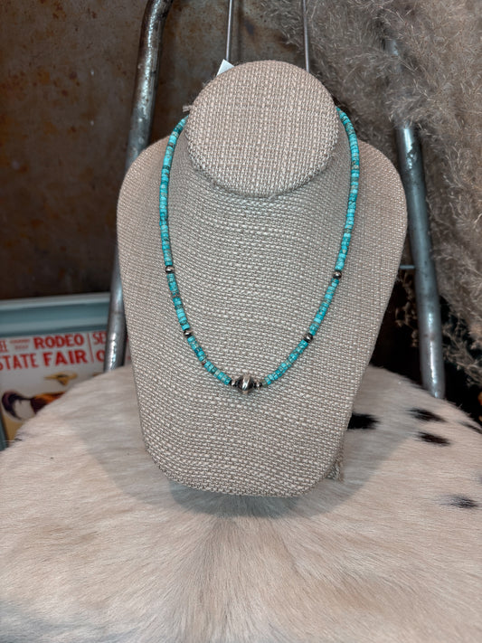 Turquoise & Silver Stone Necklace