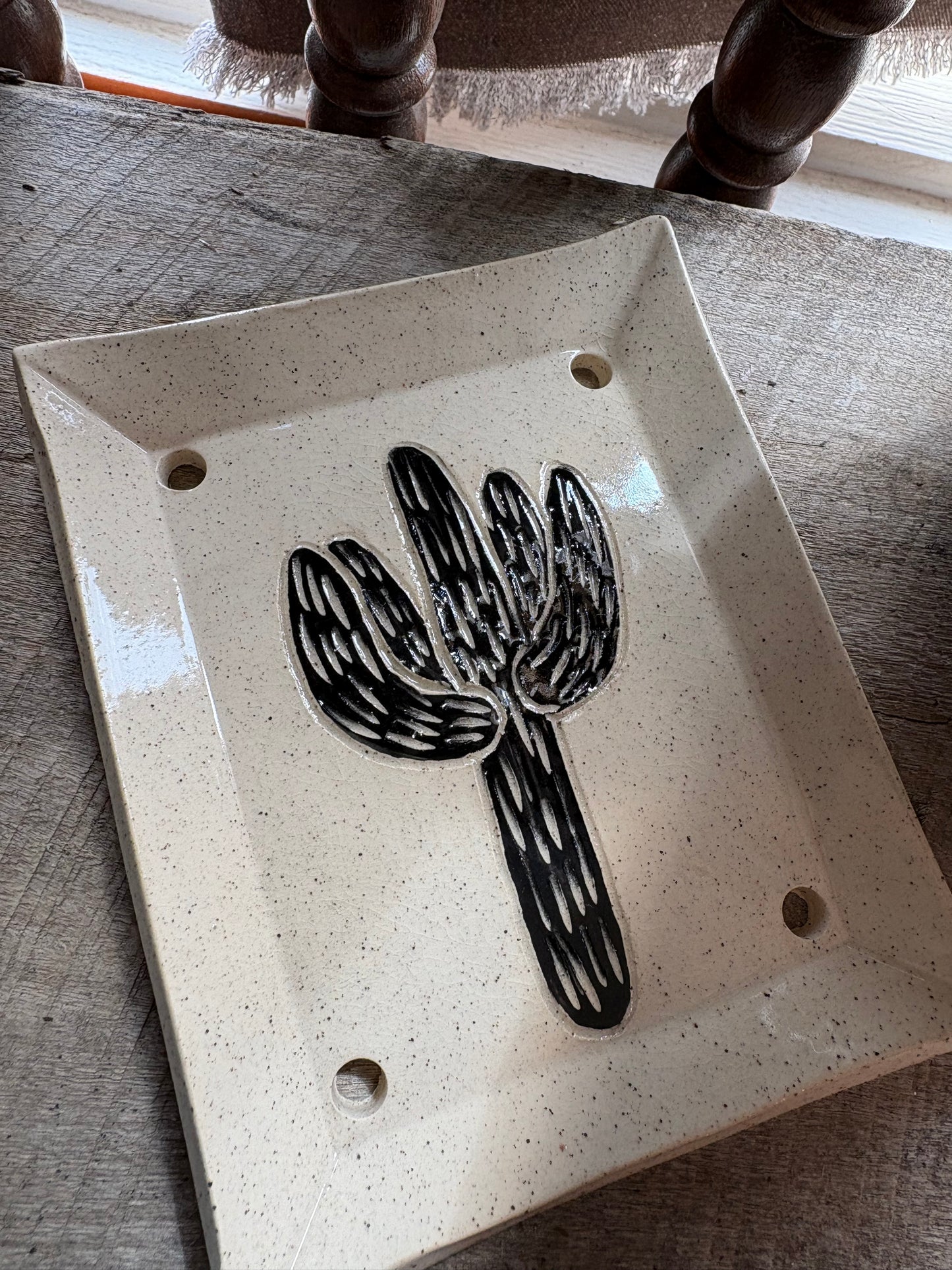 Saguaro Sgraffito Soap Dish