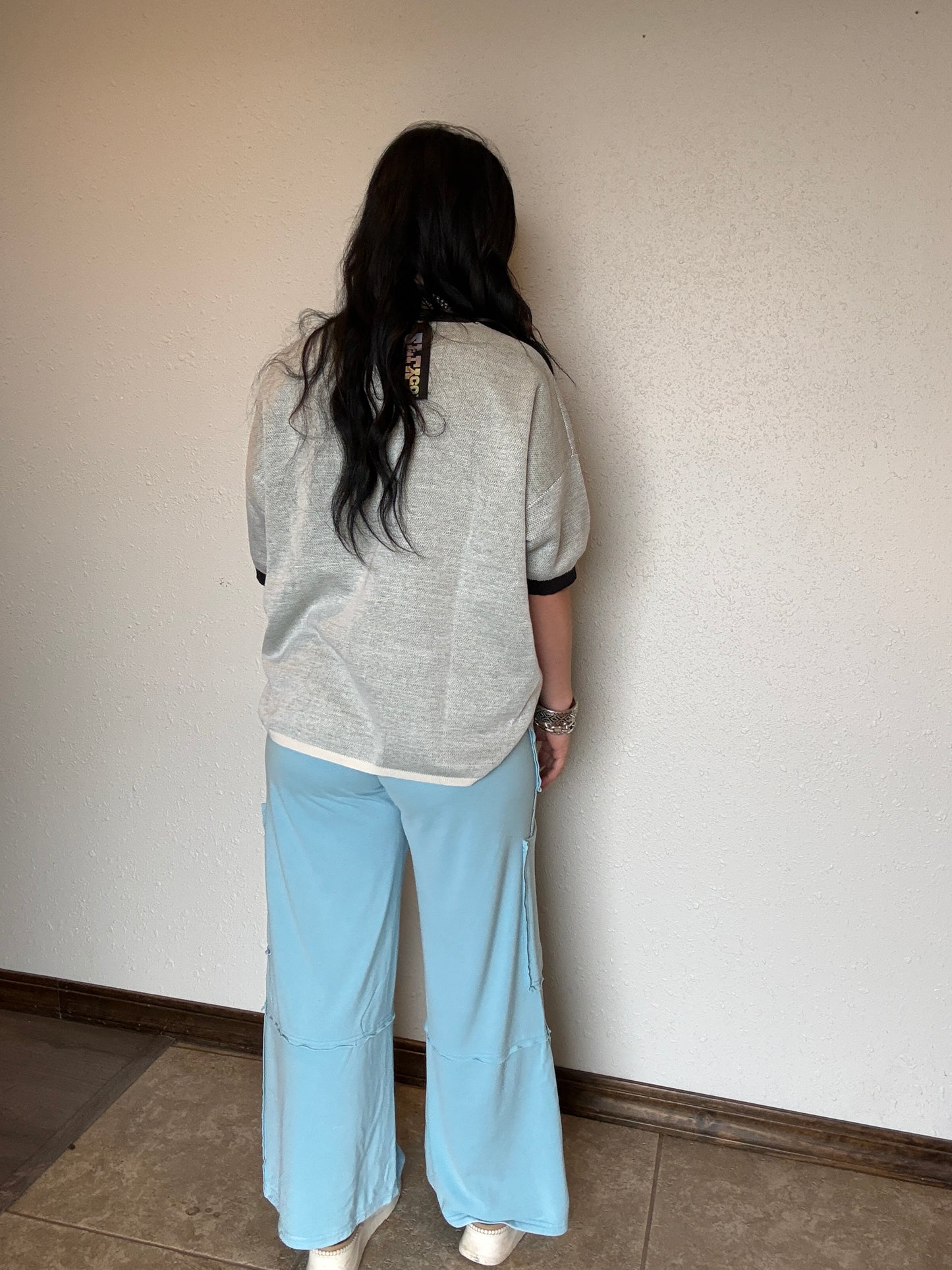 Mineral Wash Wide Leg Cargo Sweatpants