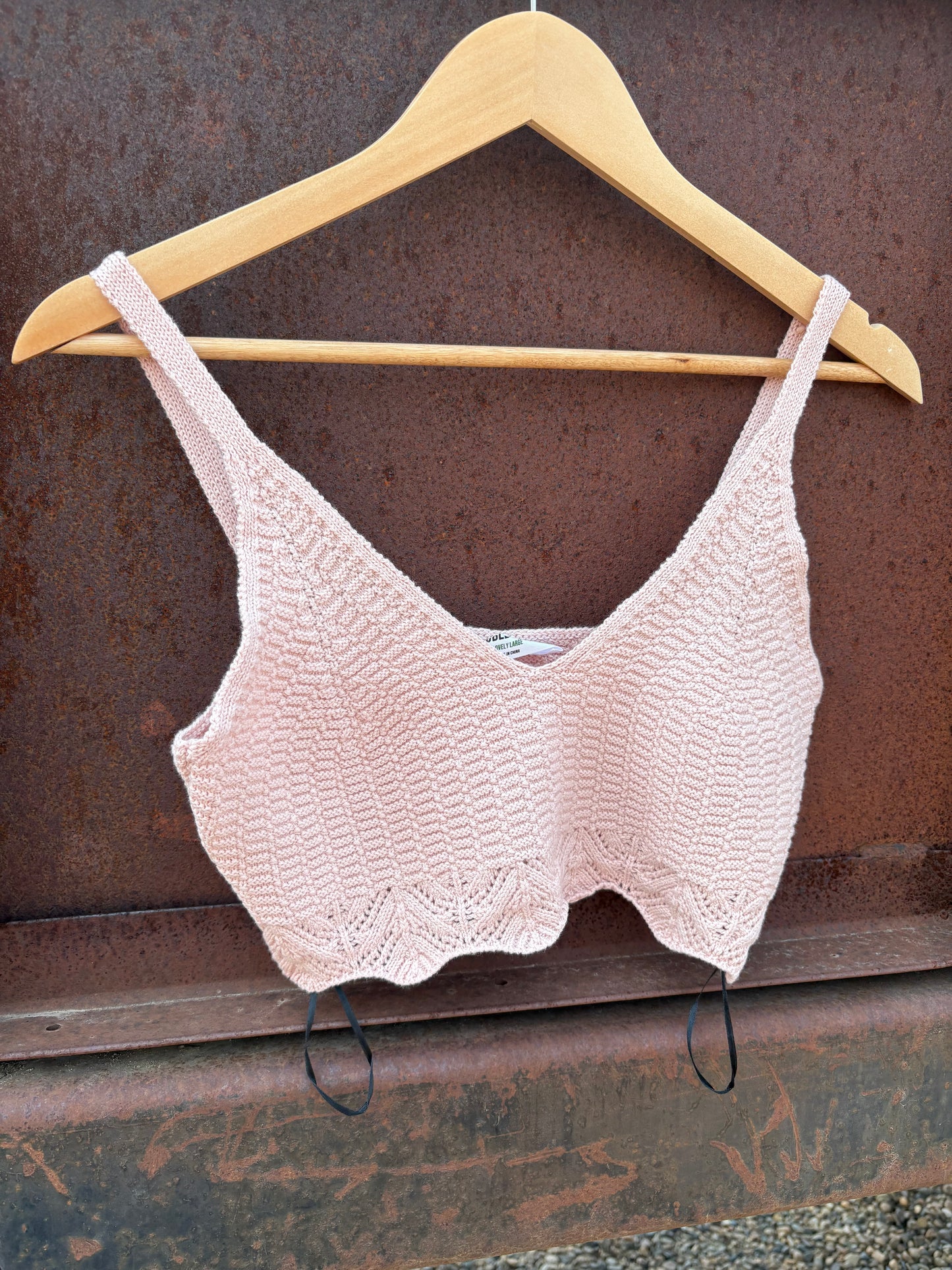Crochet Knit Bralette: PASTEL PINK