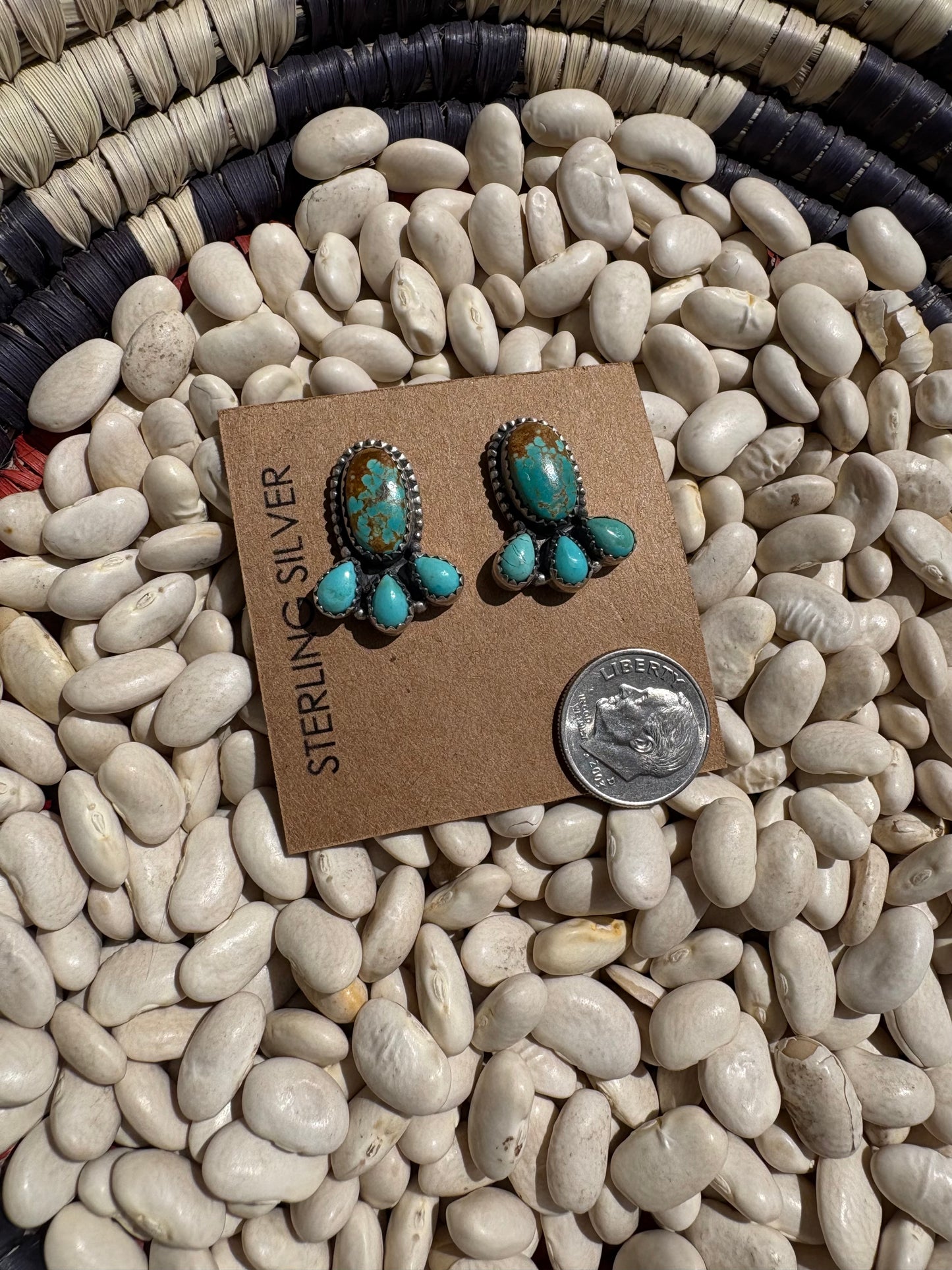 Number 8 Turquoise Blossom Studs
