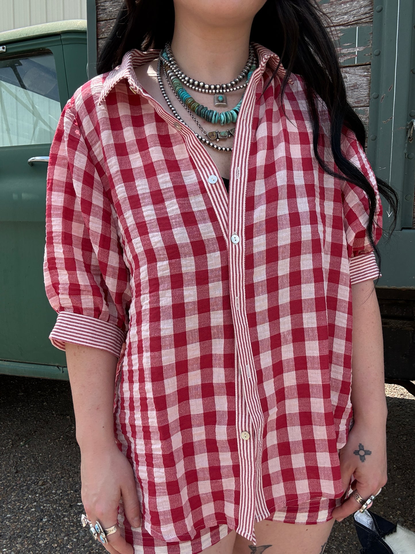 Prairie Breeze Gingham Set *Red