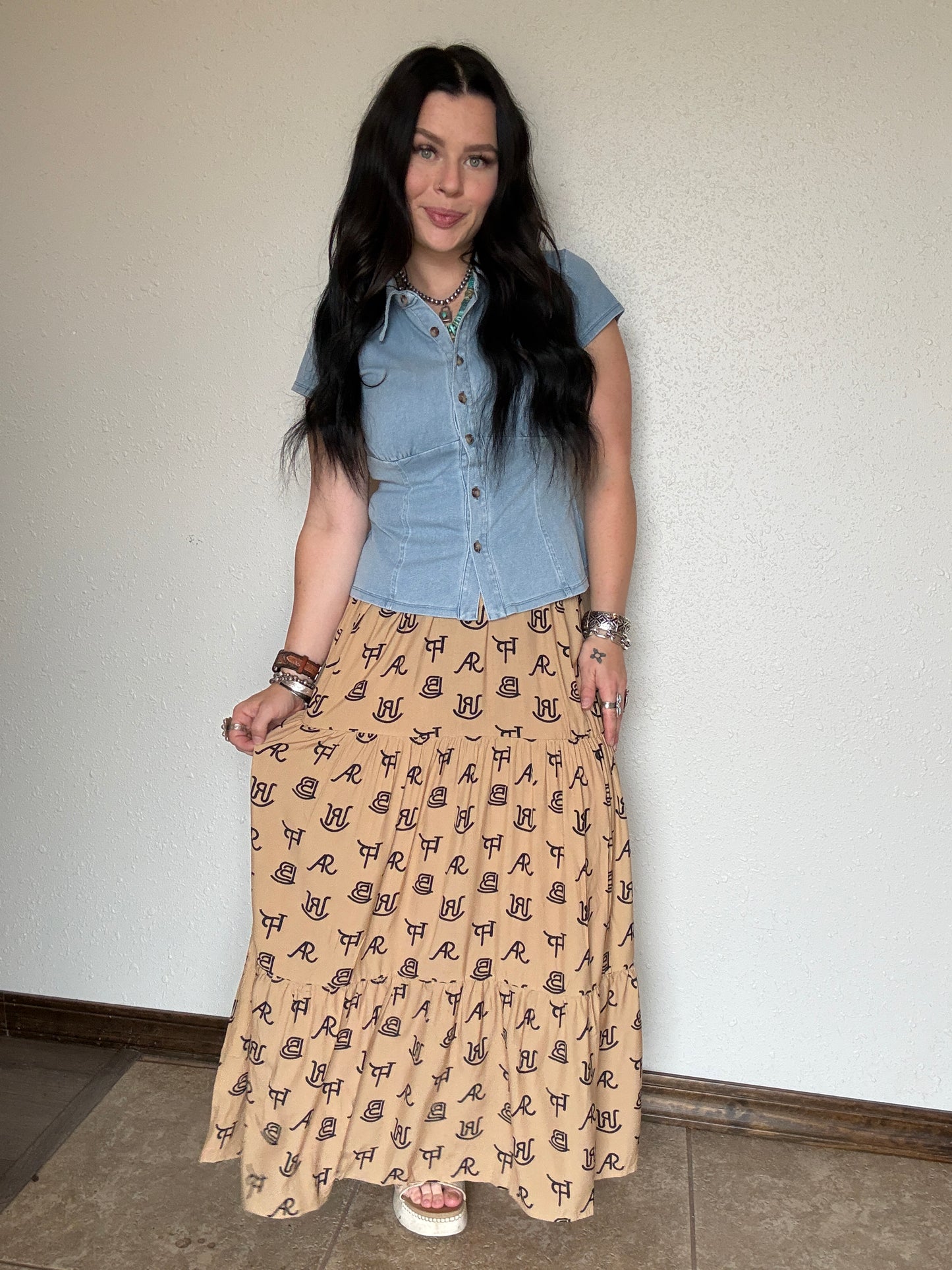 Cattle Brands Maxi Skirt