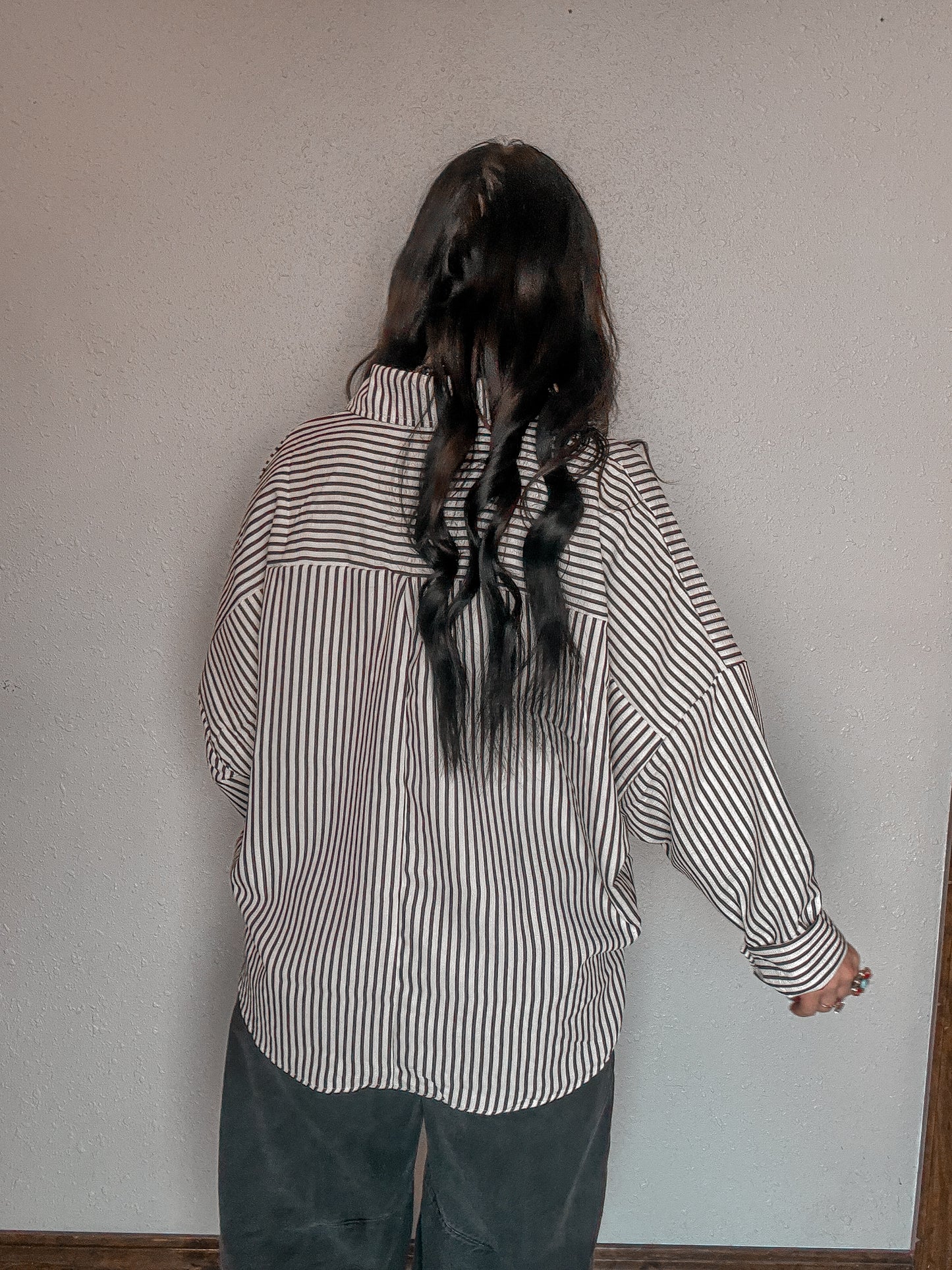 Oversized Striped Button Up