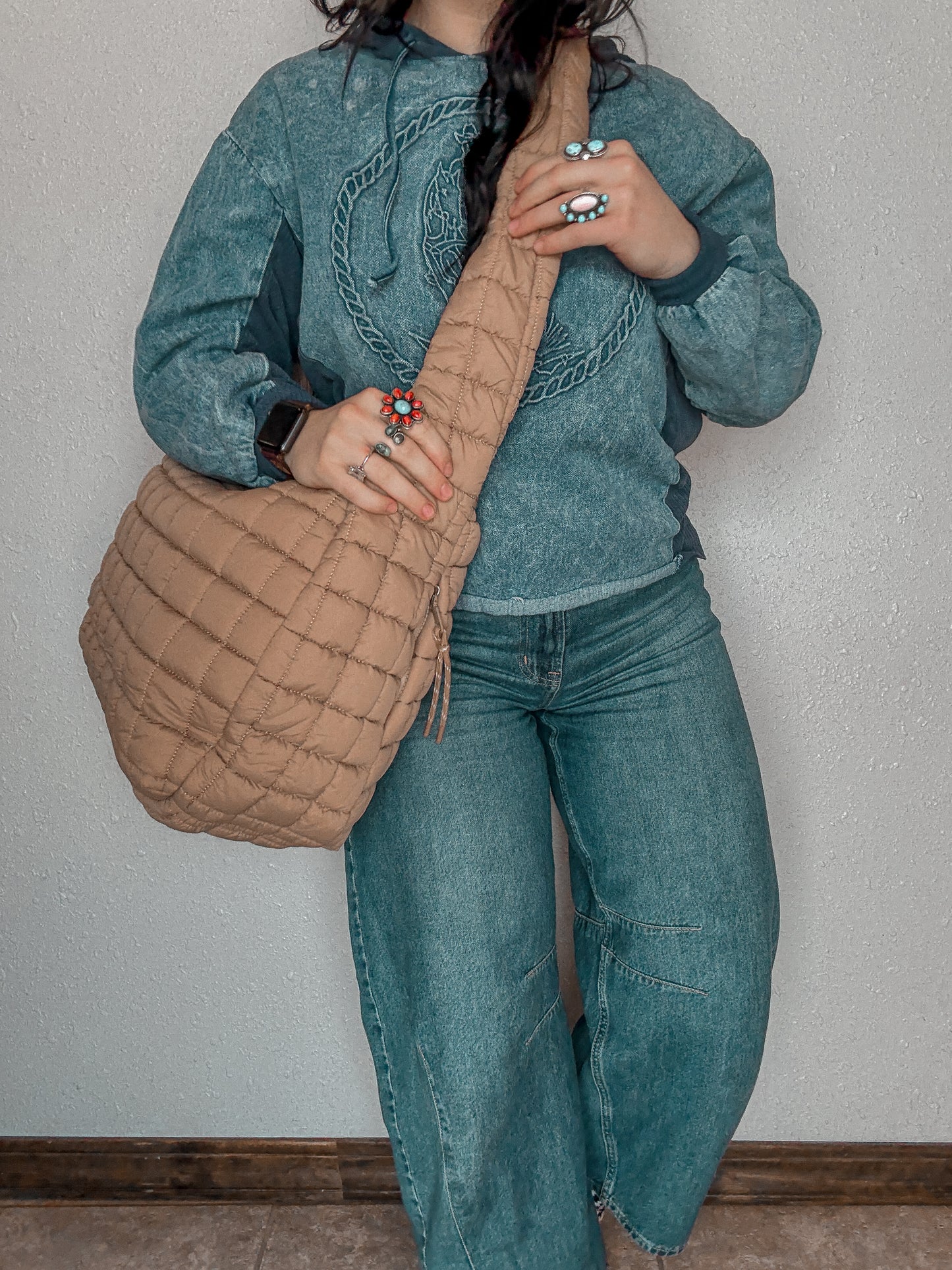 Coastal Cowgirl Quilted Puffer Duffle Bag