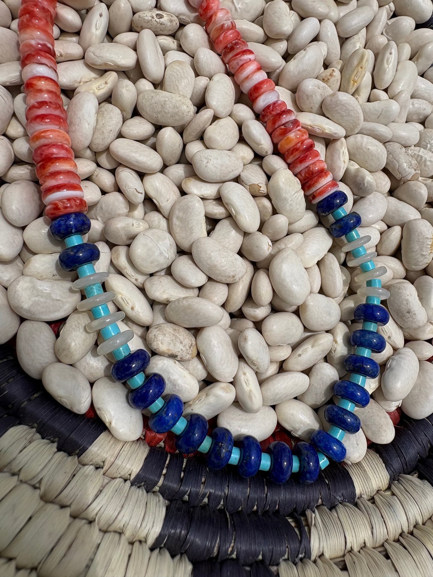 The Americana Lapis, Orange Spiny, and Turquoise Necklace