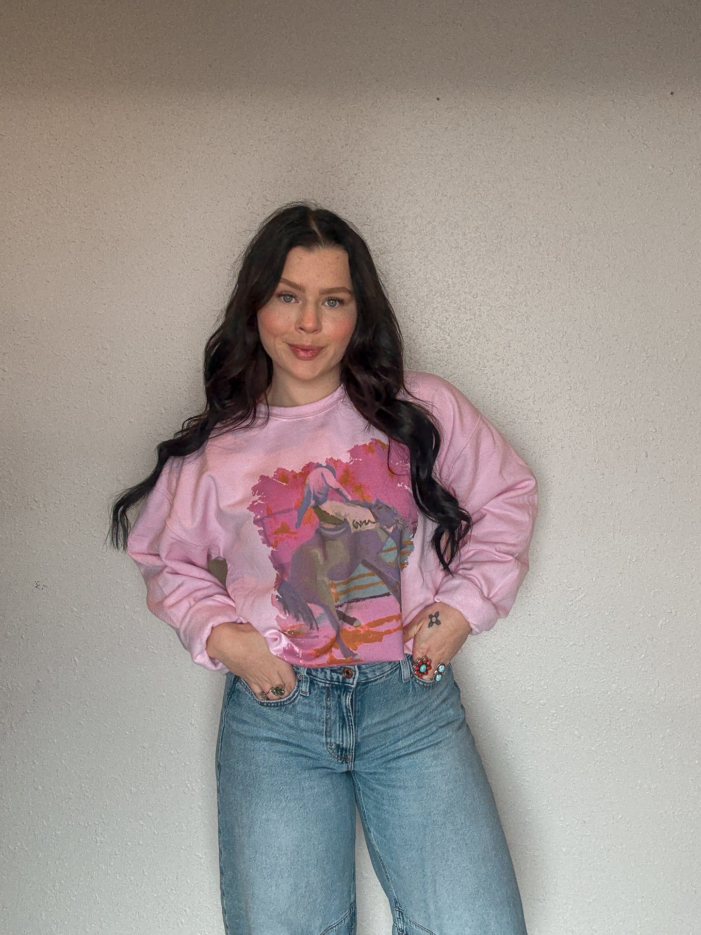 Watercolor Bronc Crewneck