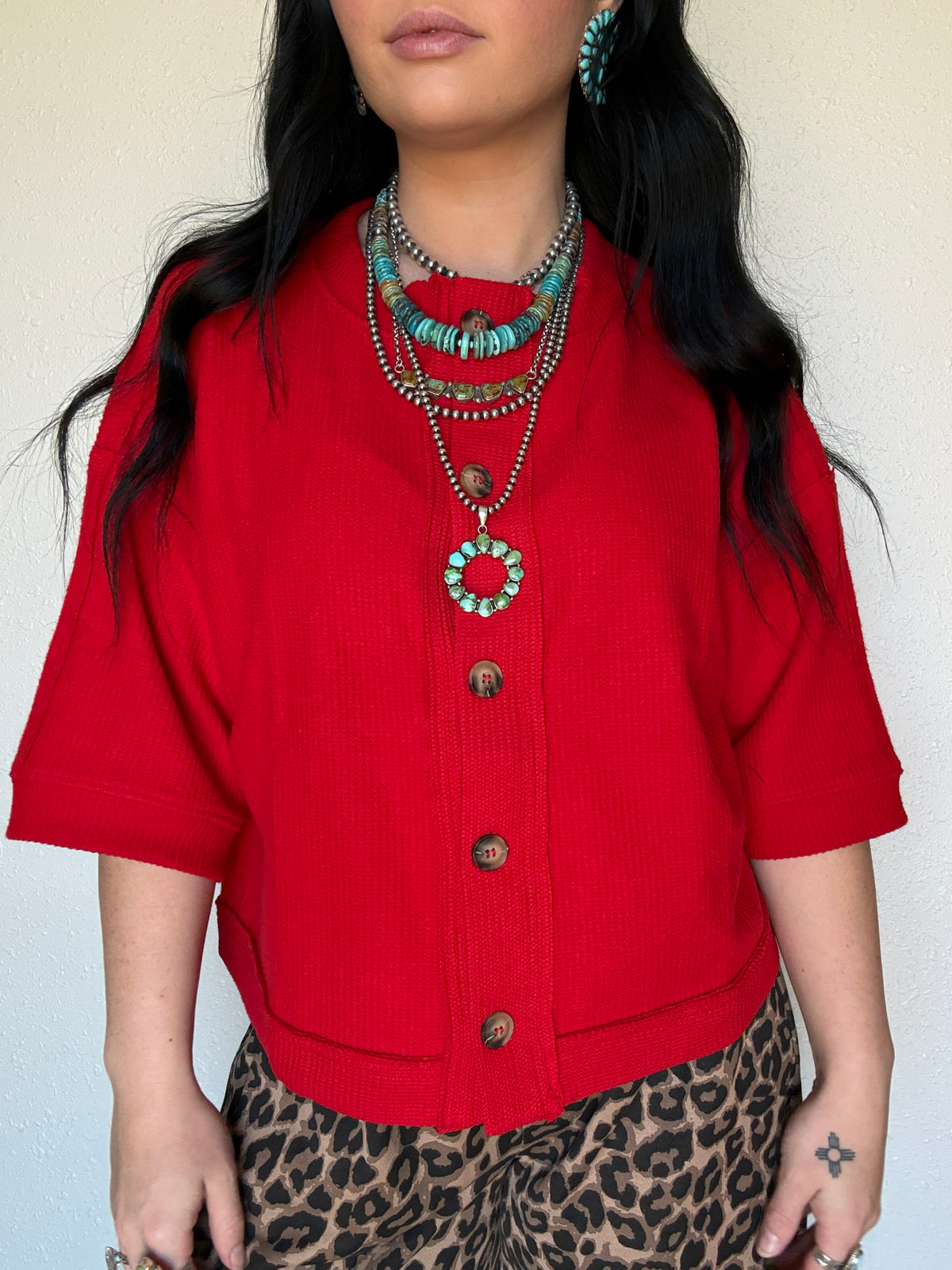 Red Pony Short Sleeve Sweater