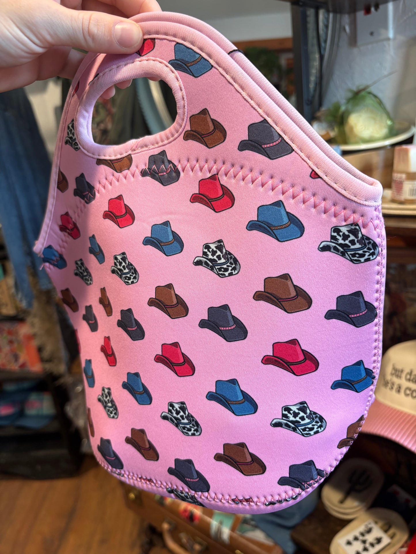 Pink Cowboy Hat Lunch Tote