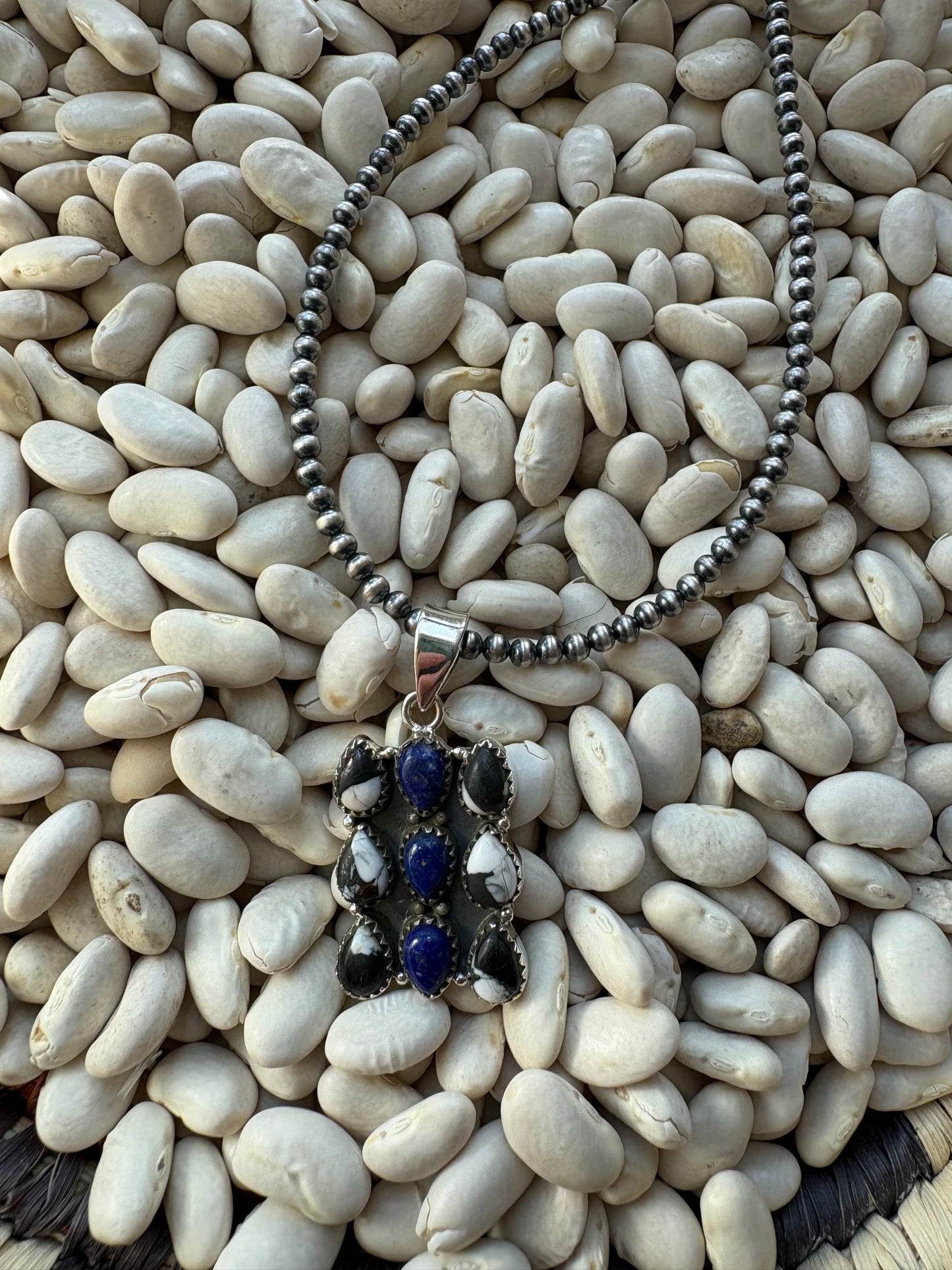 White Buffalo & Lapis Pendant B