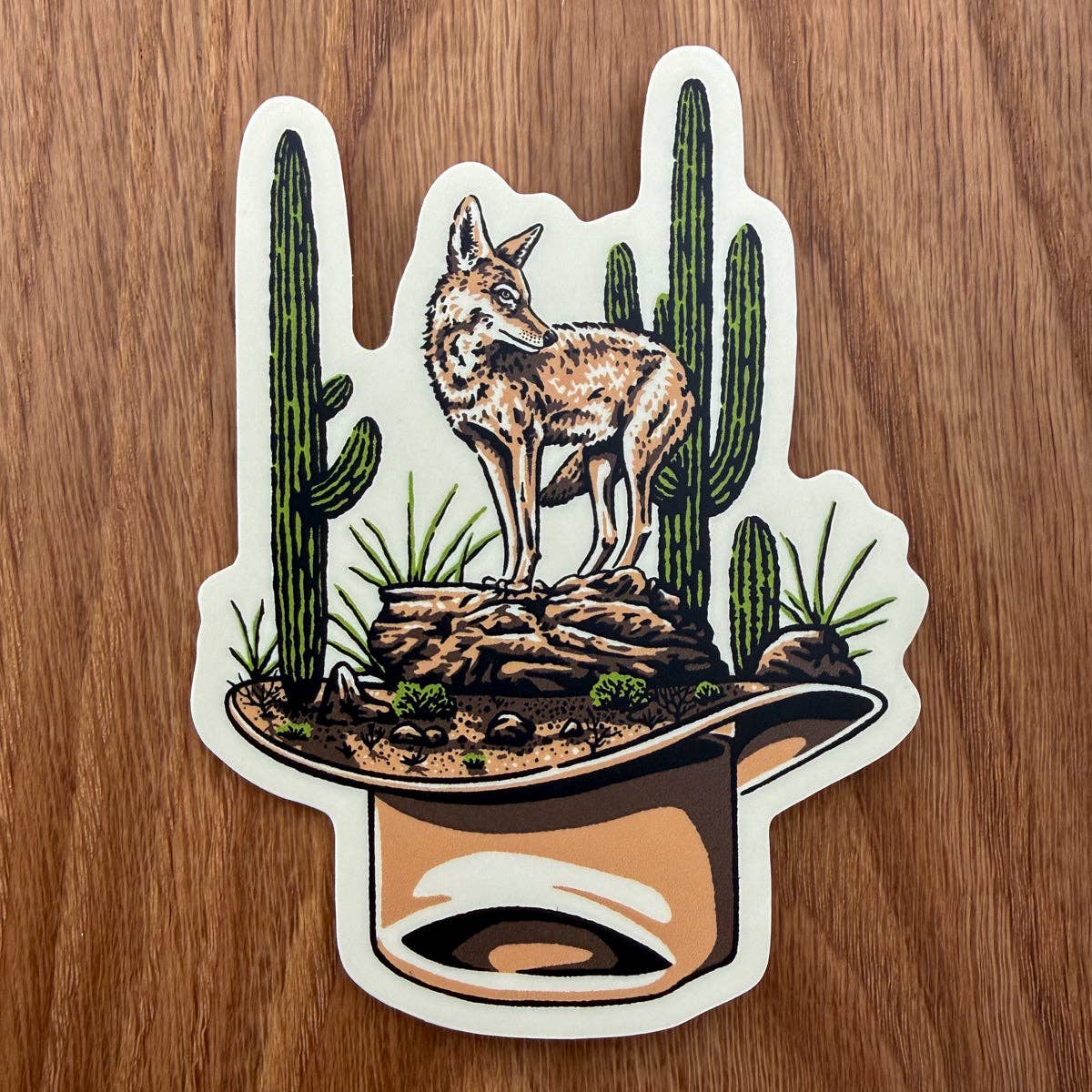 Coyote Hat - 4 Inch Matte Vinyl Western Saguaro Nature Sticker