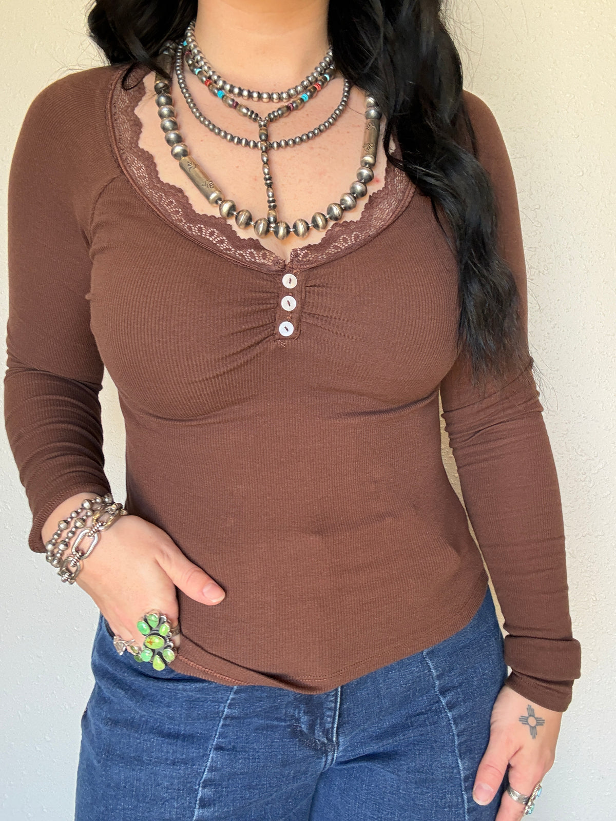 The Lefty Lace Long Sleeve *Brown