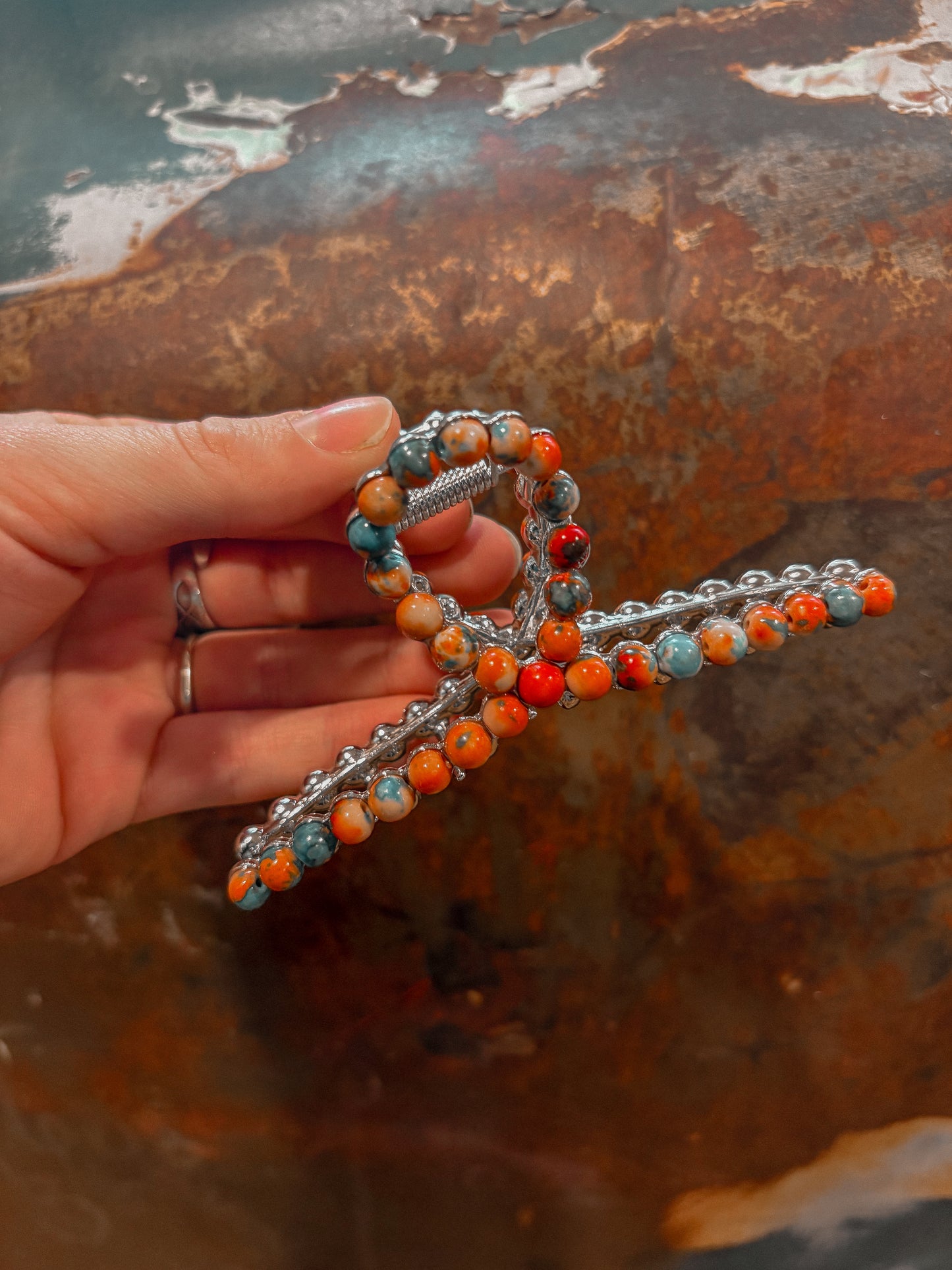 Multi-Stone Metal Claw Clip