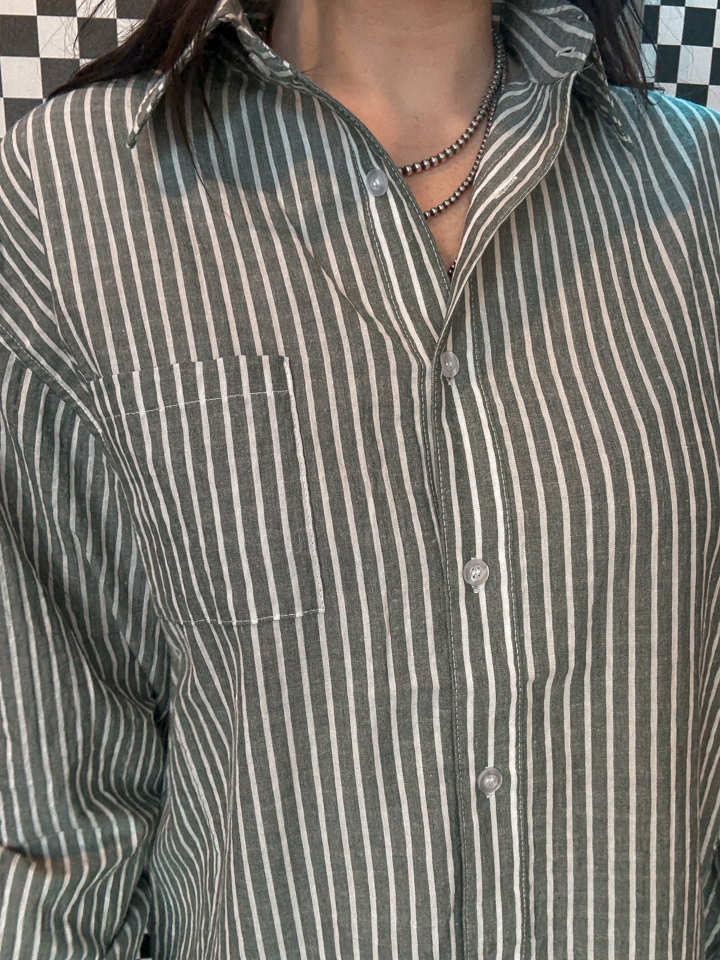 Green Stripe Button Down