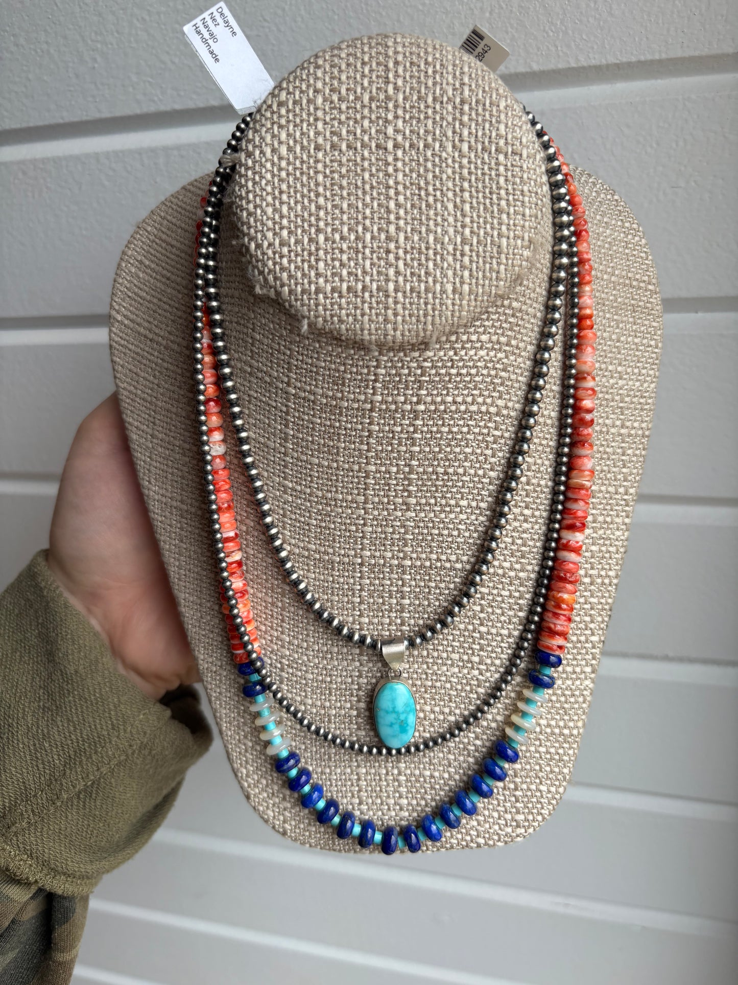 The Americana Lapis, Orange Spiny, and Turquoise Necklace