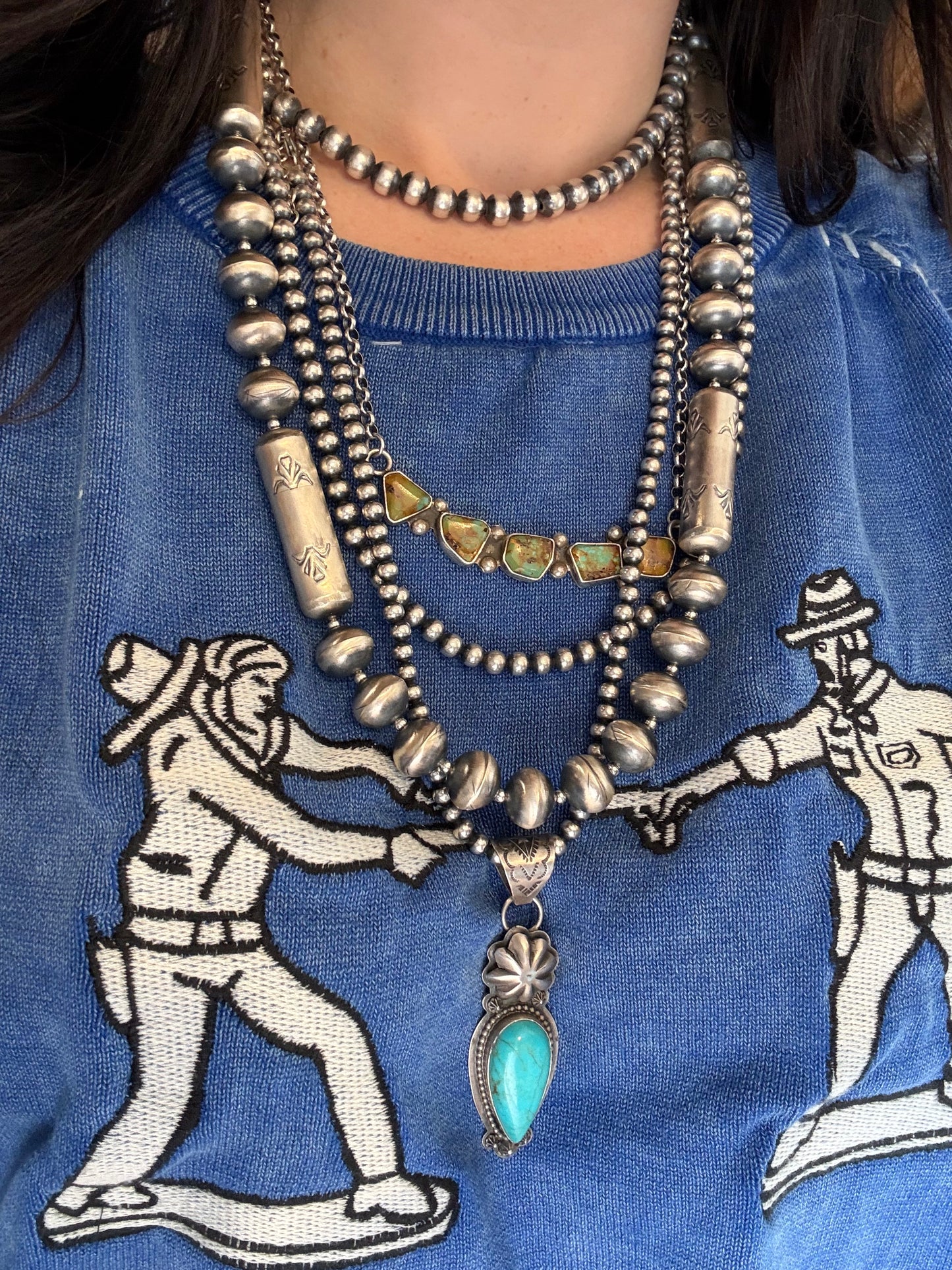 Sharon Cooley Handmade Navajo Pearl Necklace & Earrings