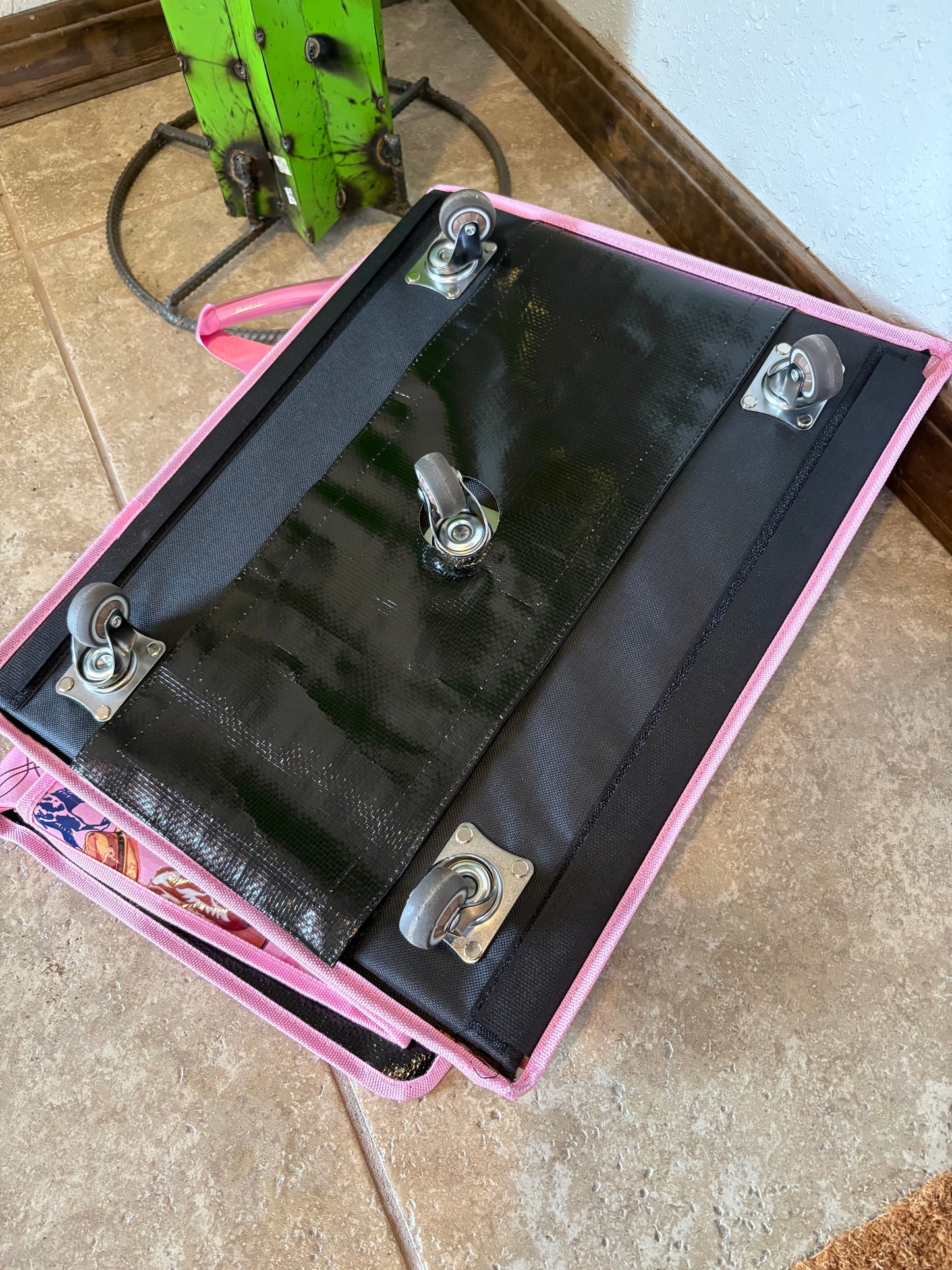 Large Pink Western Collage Rolling Bag