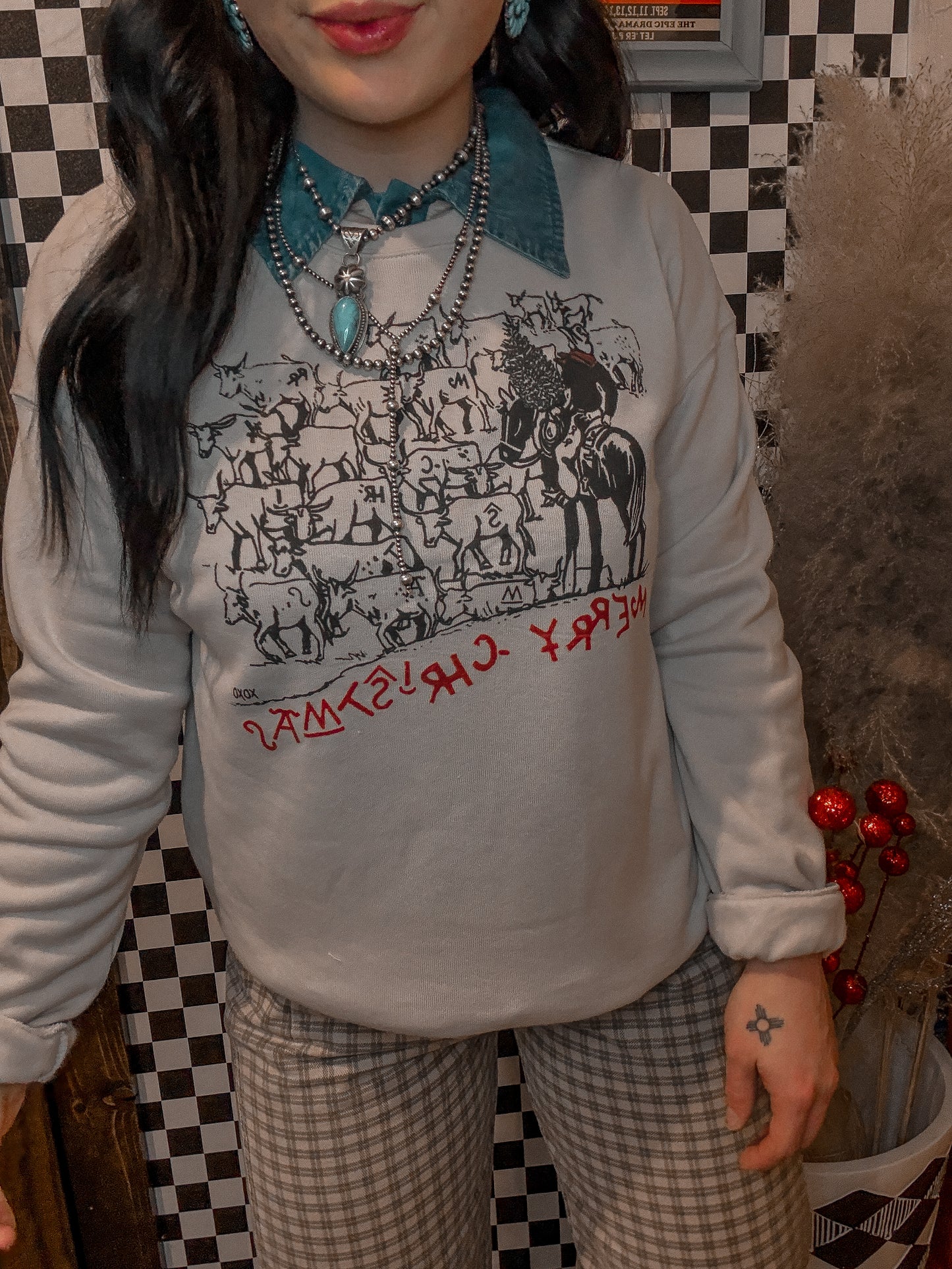 XOXO Art Merry Christmas Long Horn Pullover