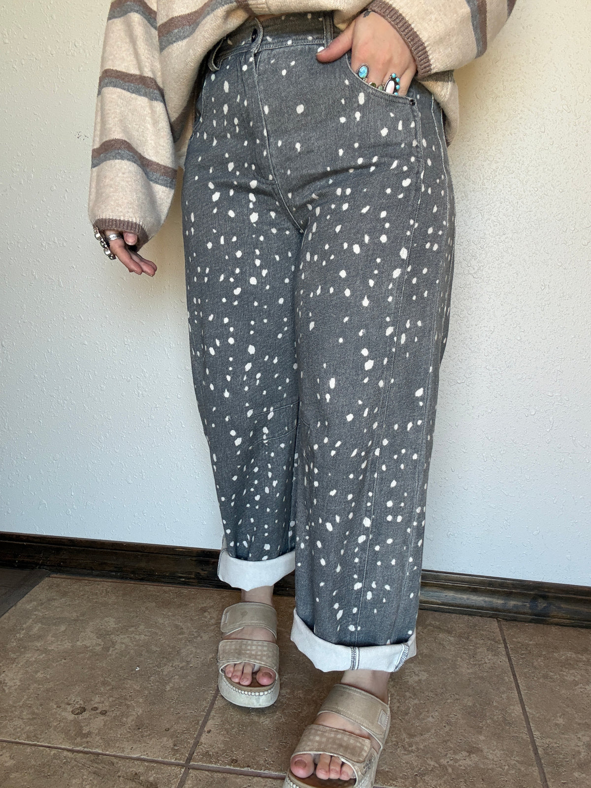 Grey Bambi Barrel Jean