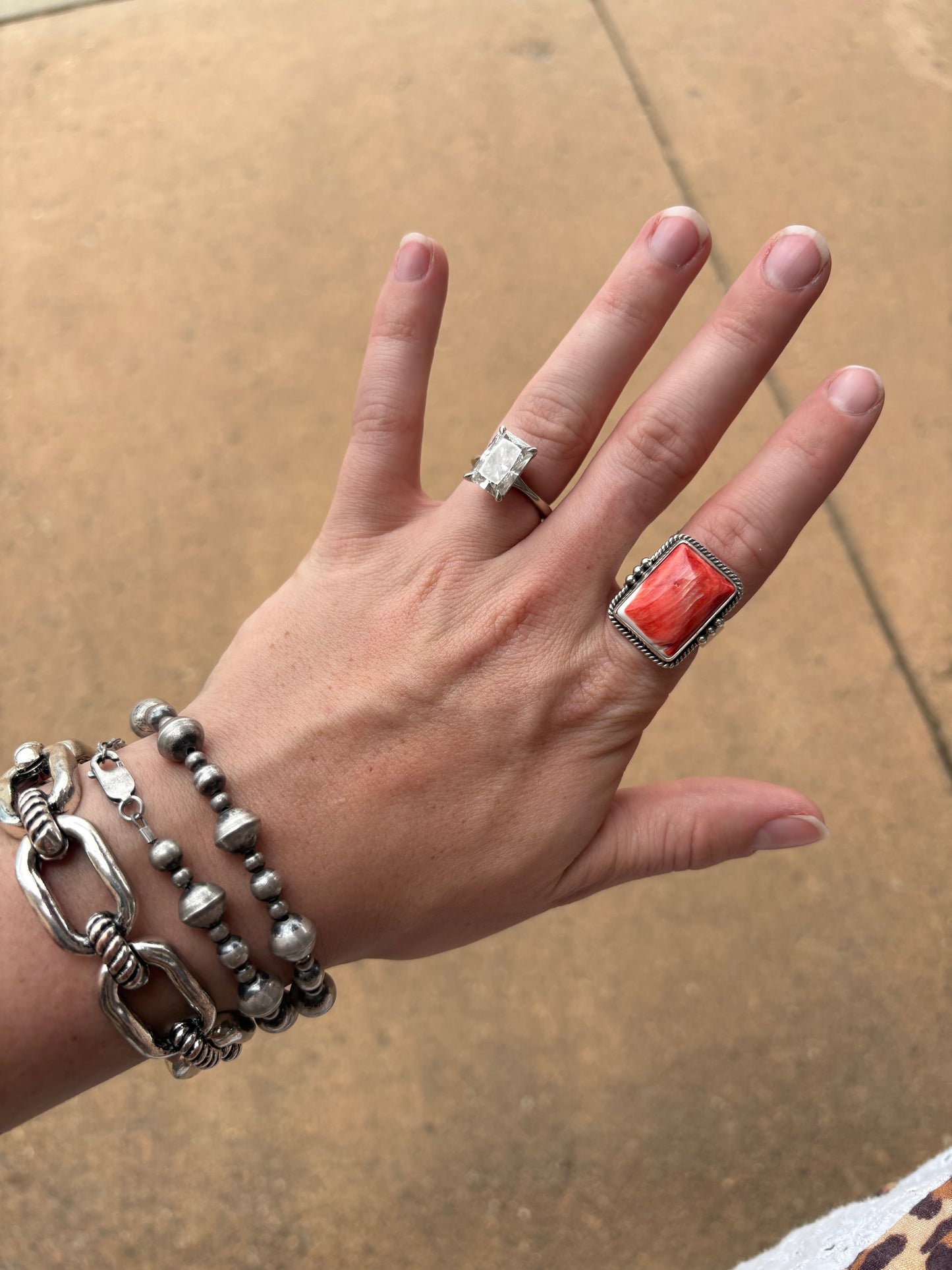 Red Spiny Adjustable Ring
