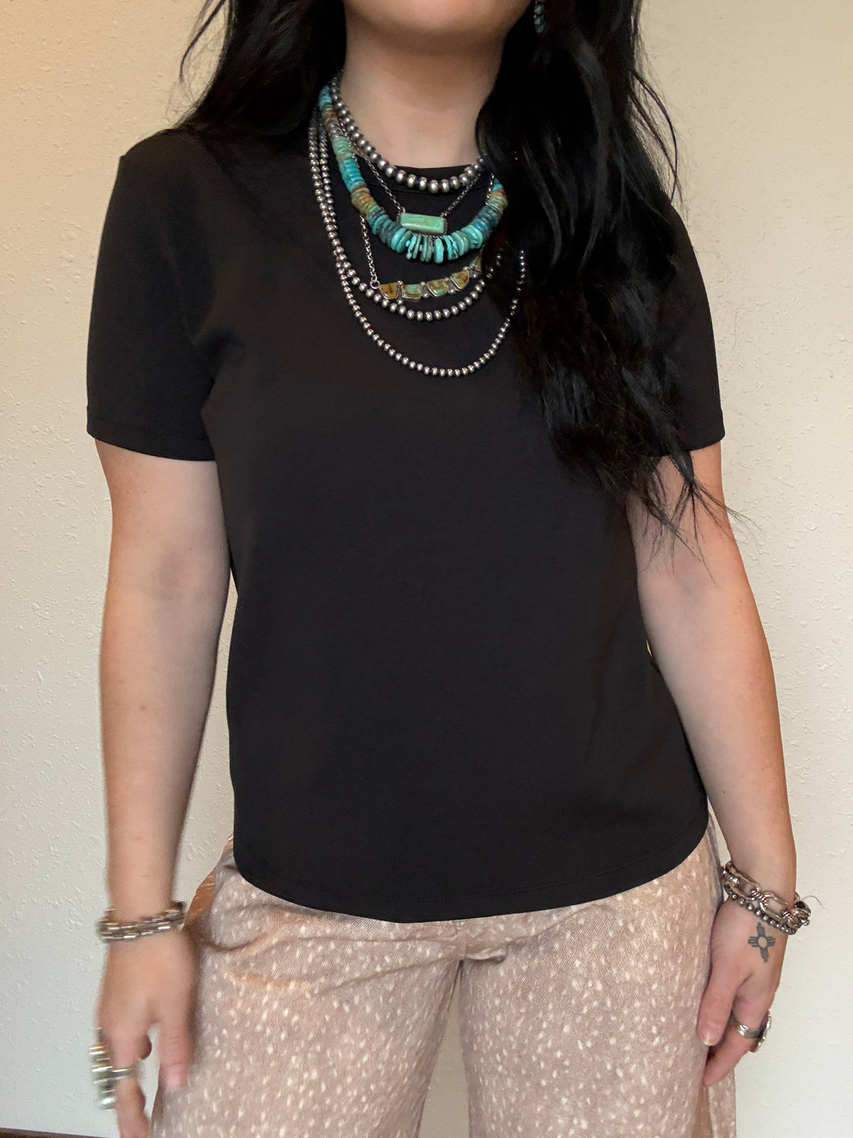 Short Sleeve Round Neck Soft Knit Jersey Top *Lux