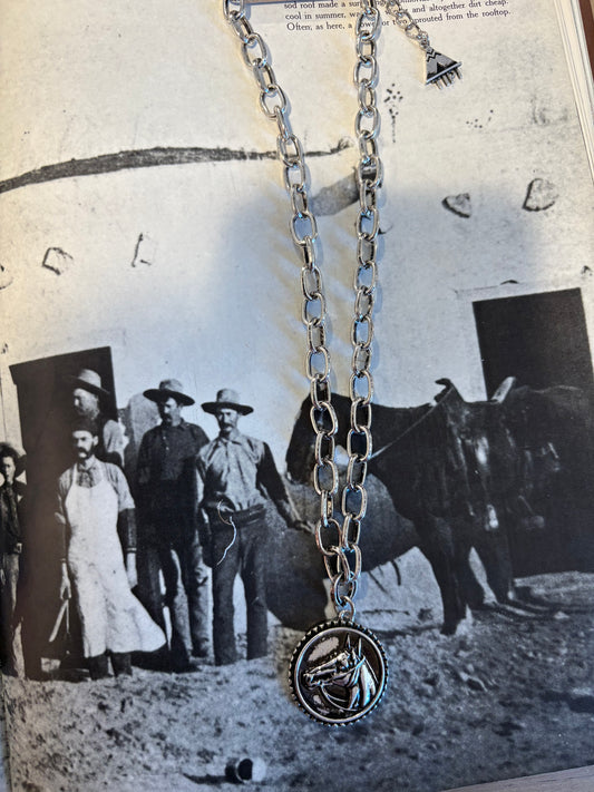 Round Horse Pendant Necklace