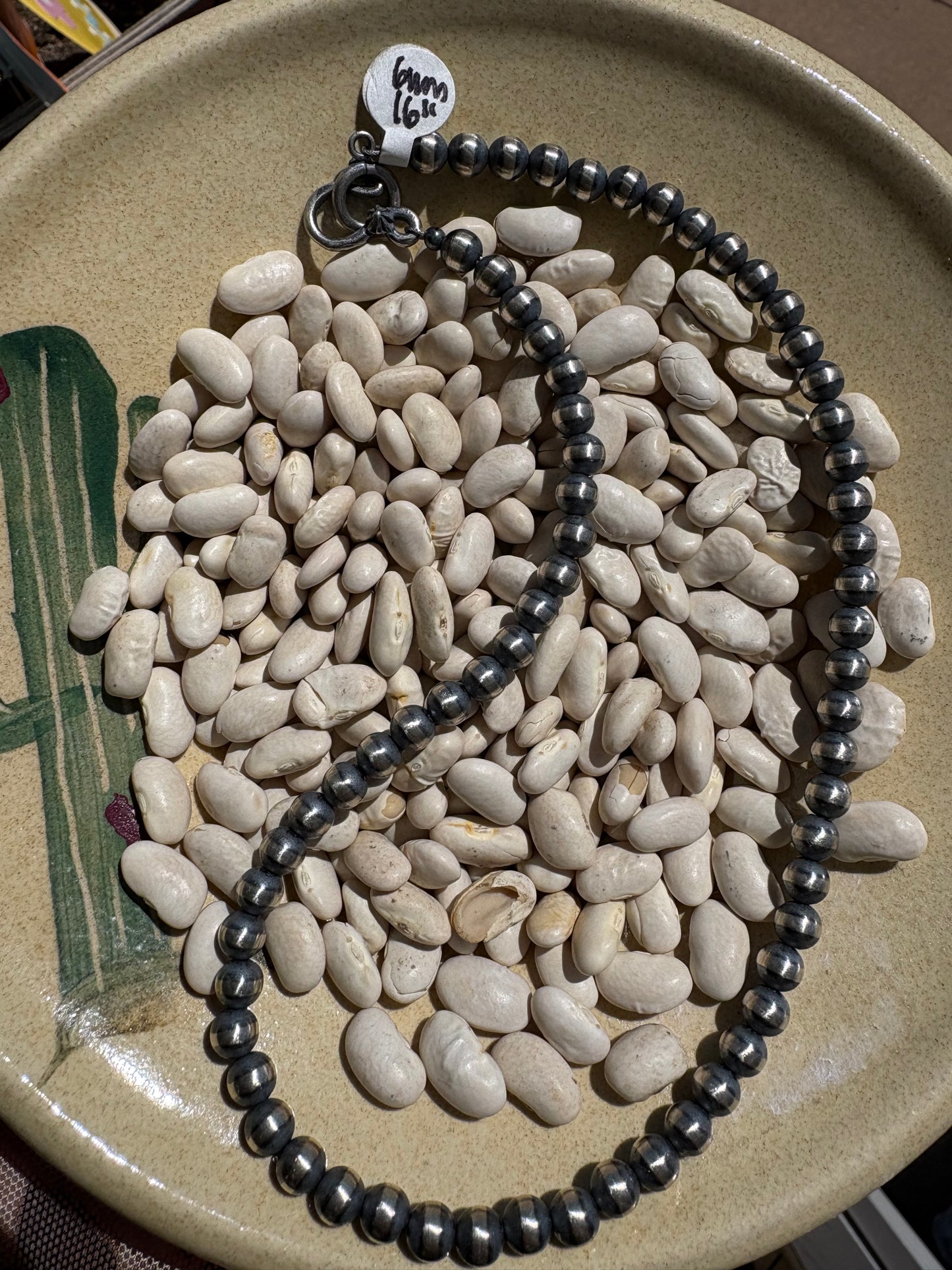 6mm 16” Sterling Silver Necklace w/ Shepard hook