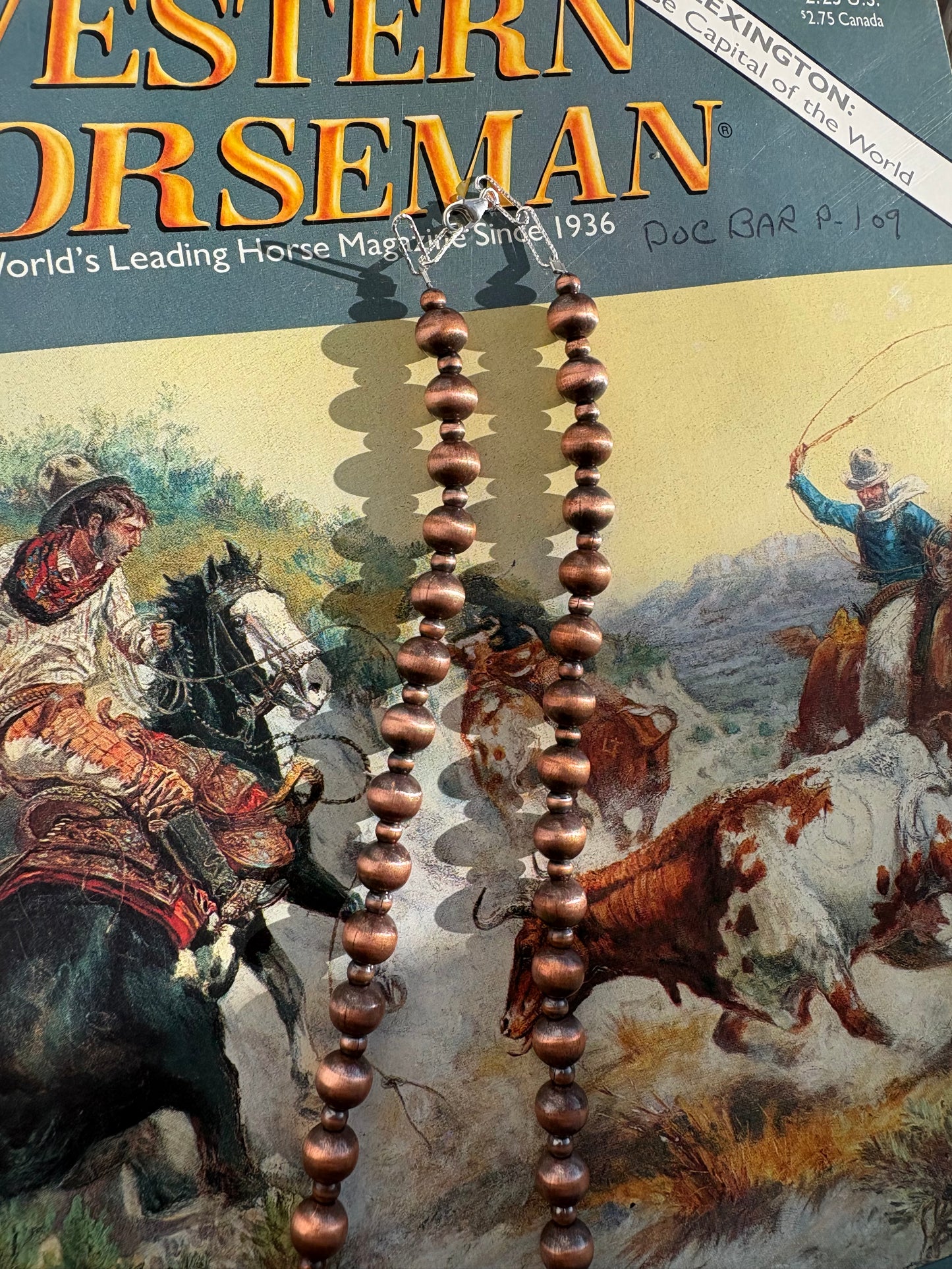 4mm & 8mm Copper Beaded Necklace 18”