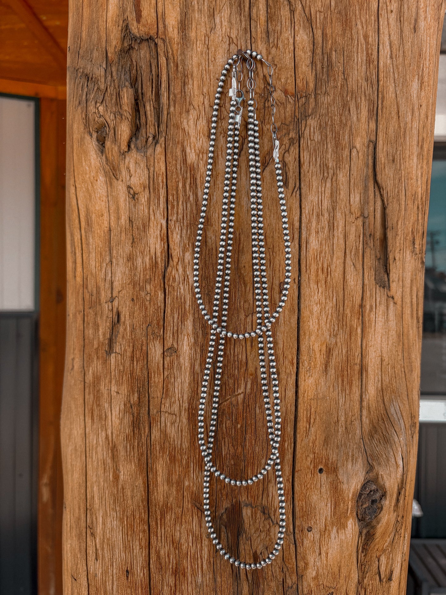 4mm 24” Sterling Silver Beaded Necklace