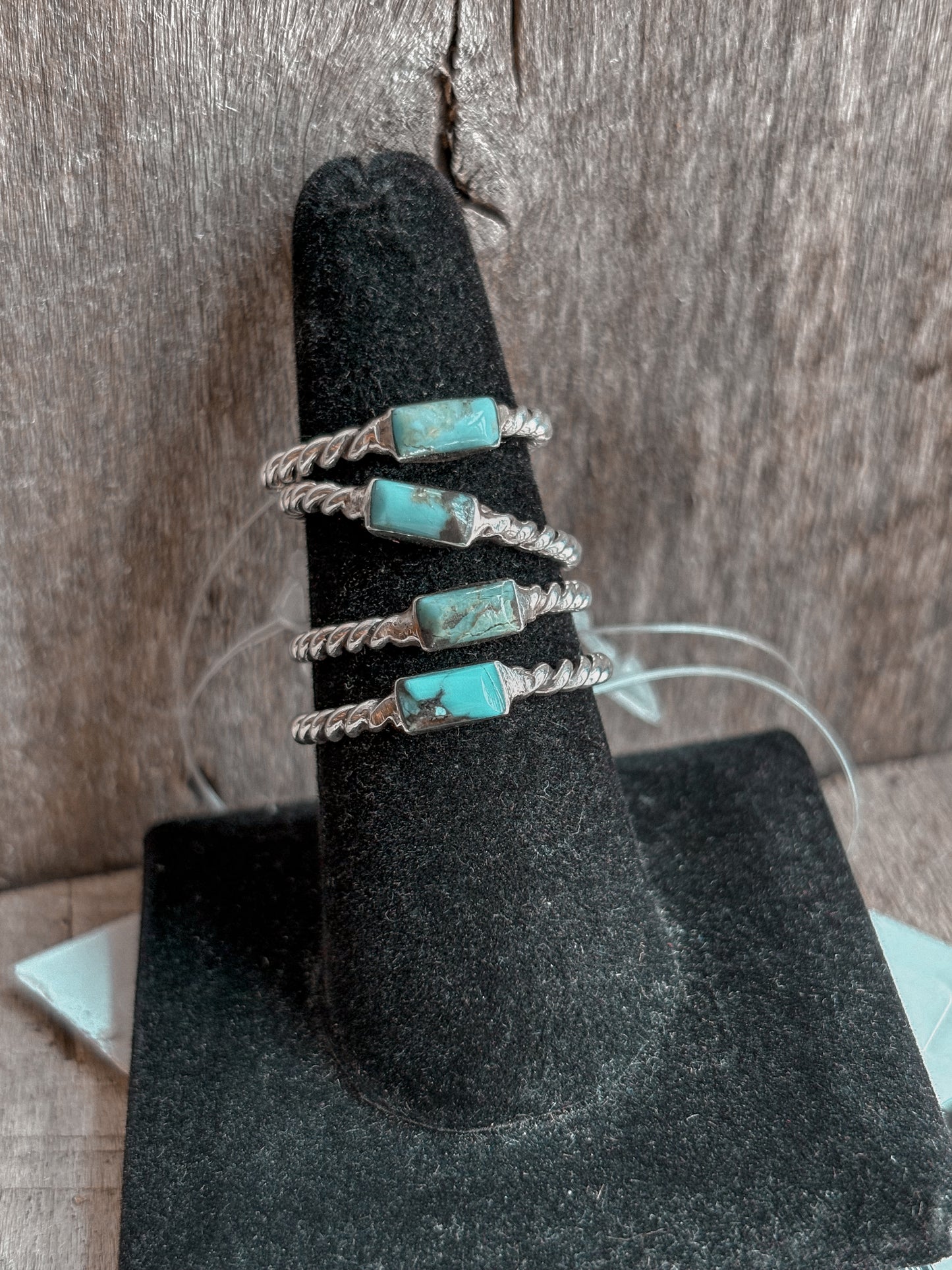 Rope Stacker Ring with Turquoise Stone
