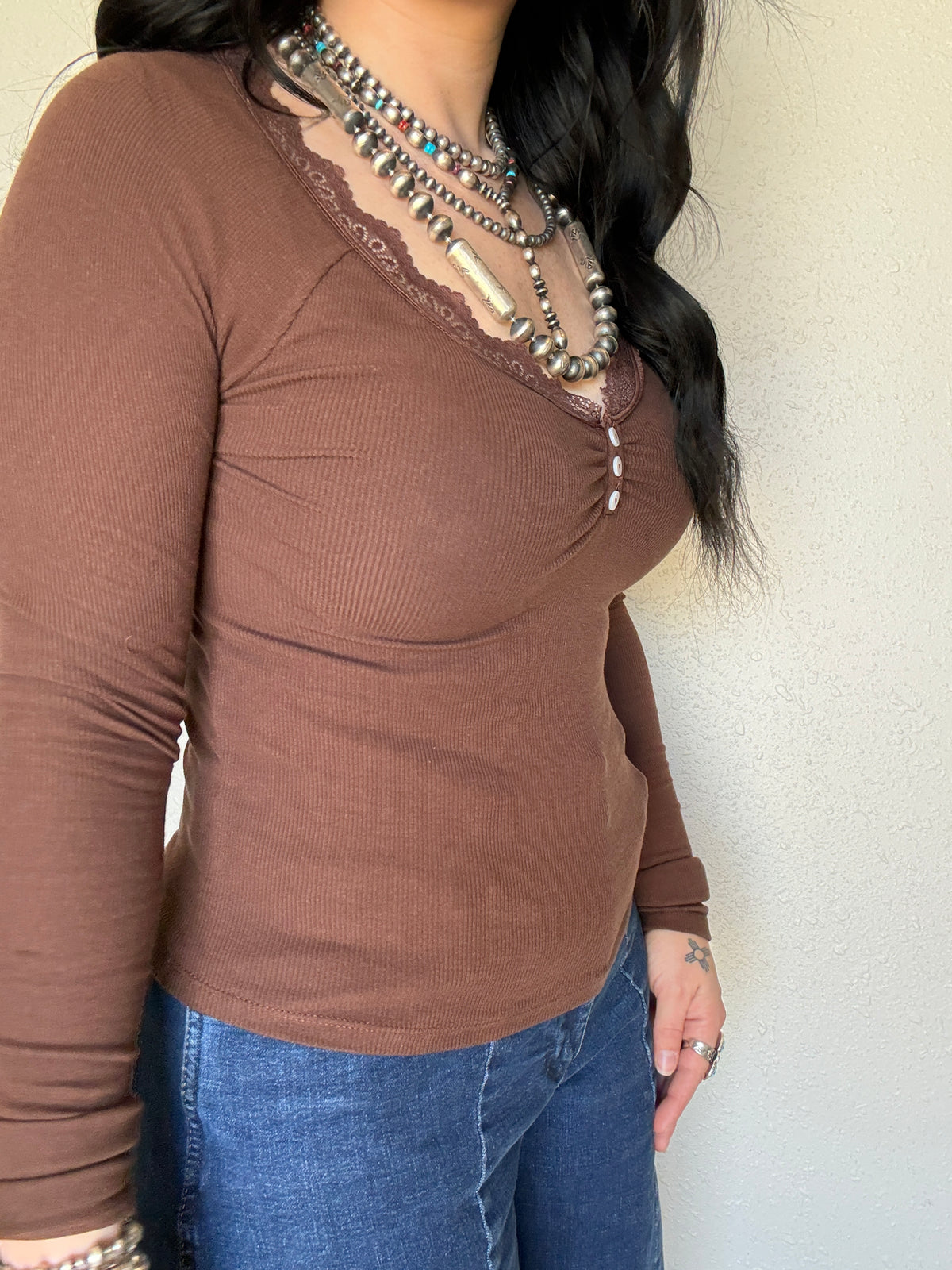 The Lefty Lace Long Sleeve *Brown