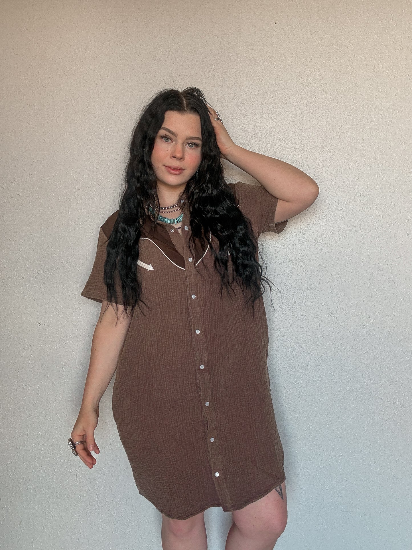 Ranchy Retro Pearl Snap Dress