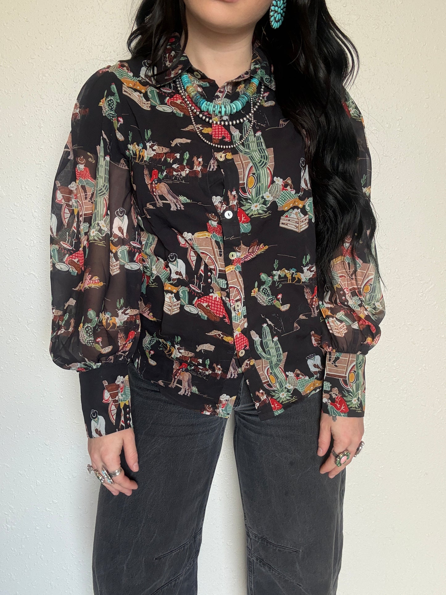 Wagon Wheel Mesh Blouse