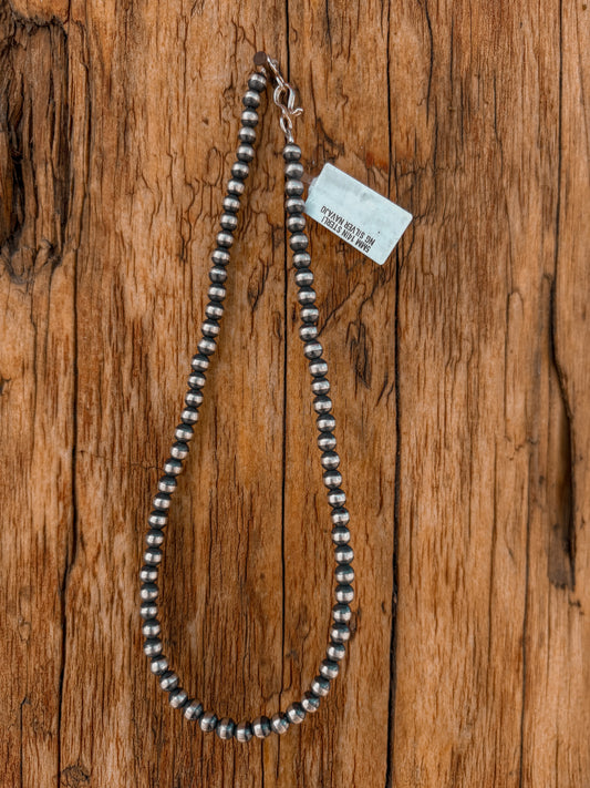 5mm 14” Sterling Silver Beaded Necklace