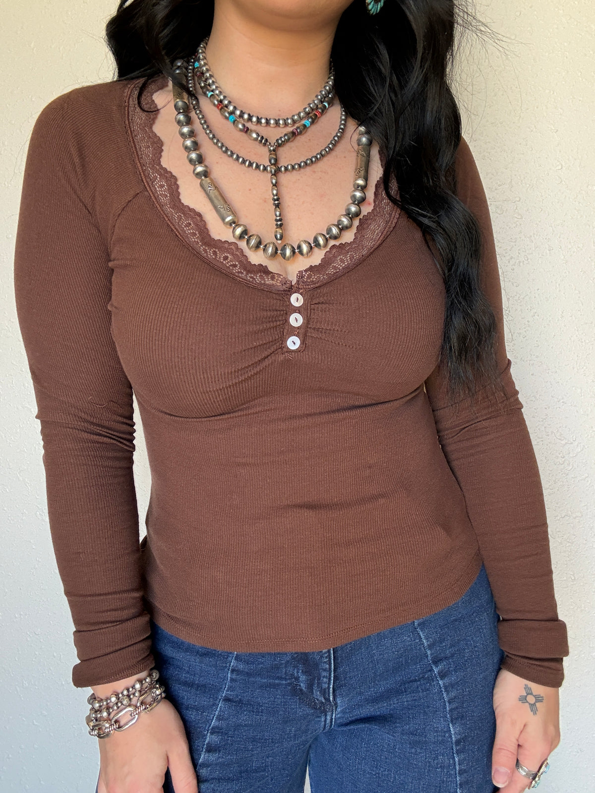 The Lefty Lace Long Sleeve *Brown