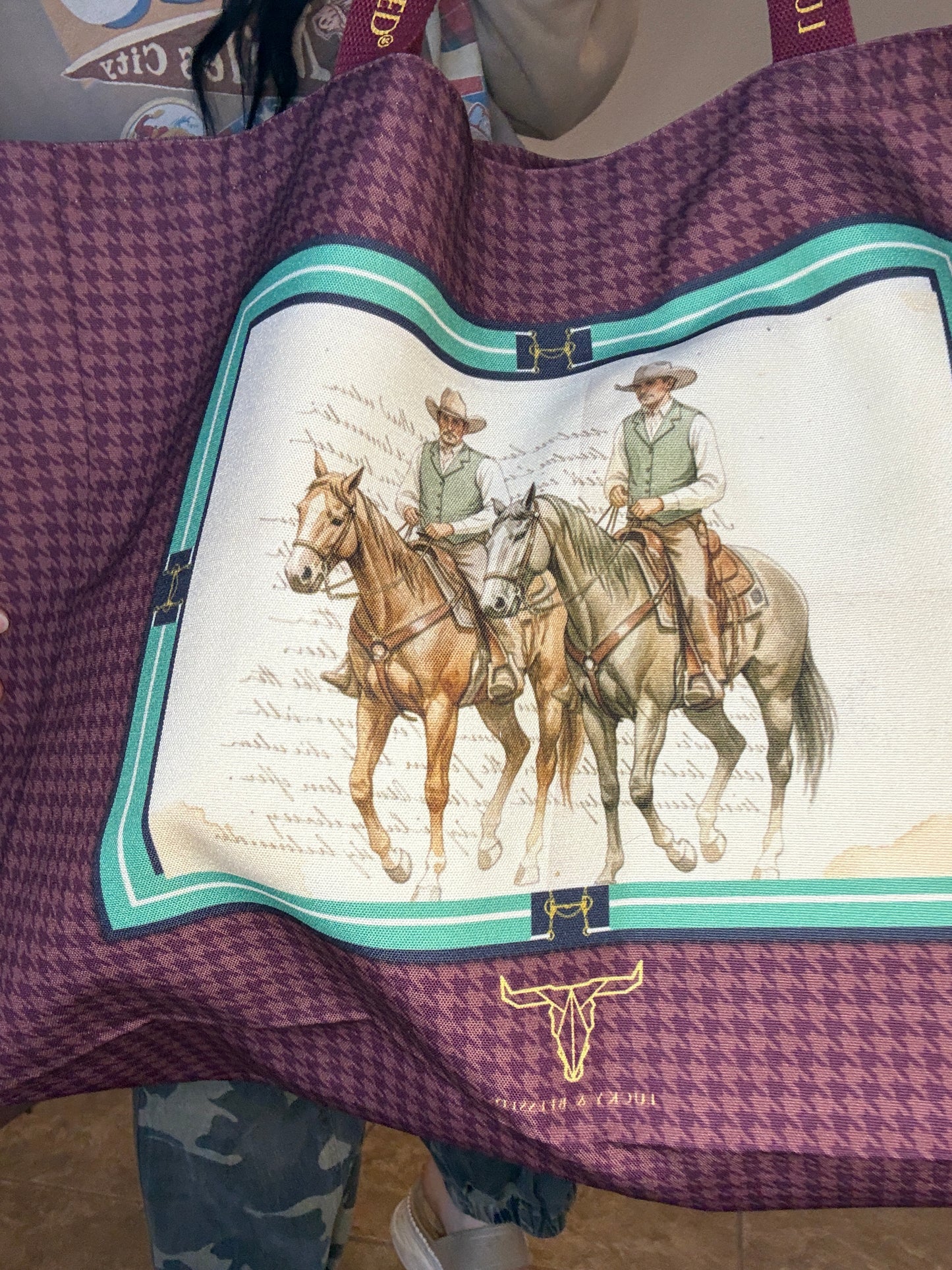 Large Canvas Market Tote Bag *Cowboys