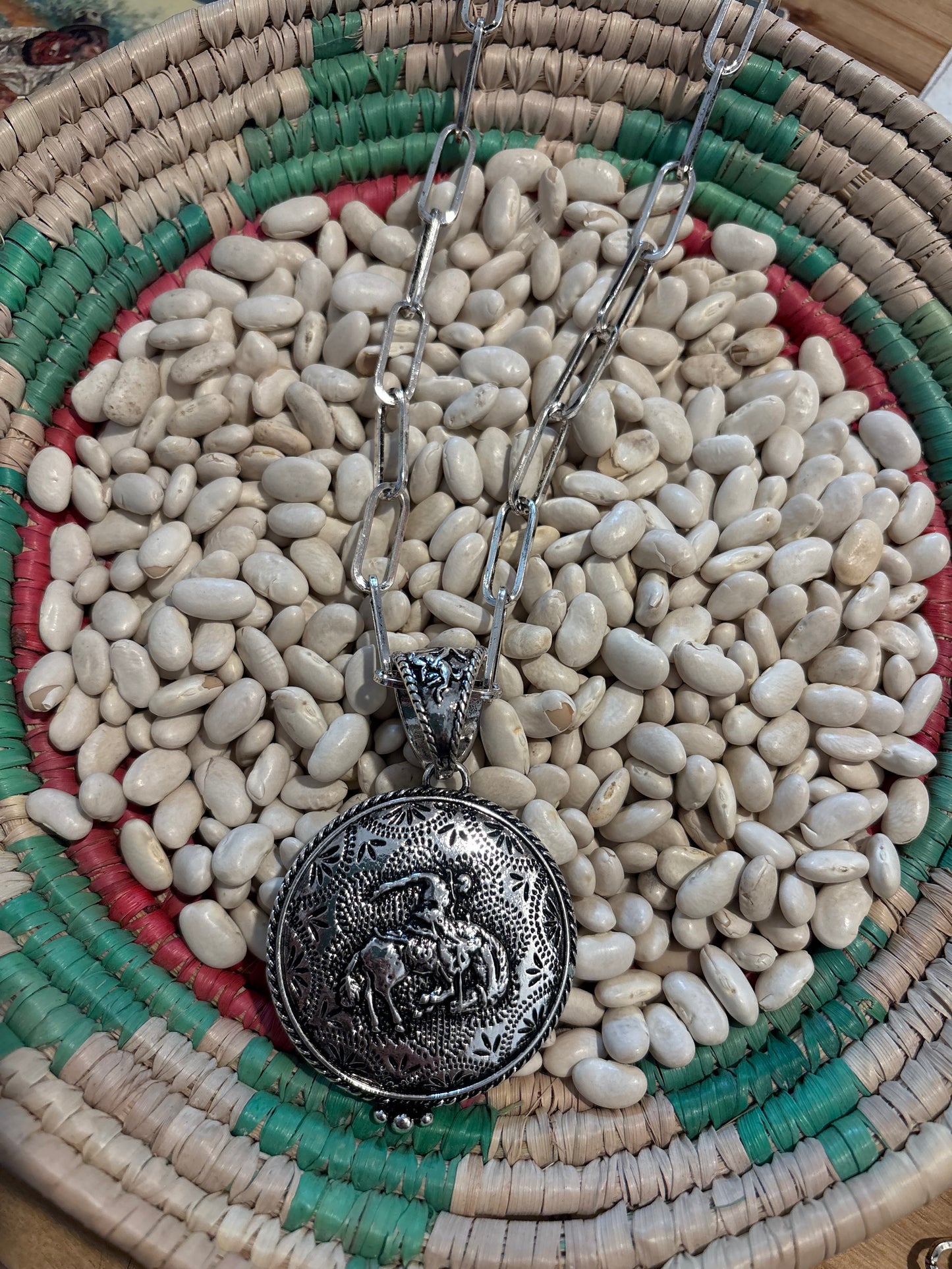 Silver Bucking Horse Necklace