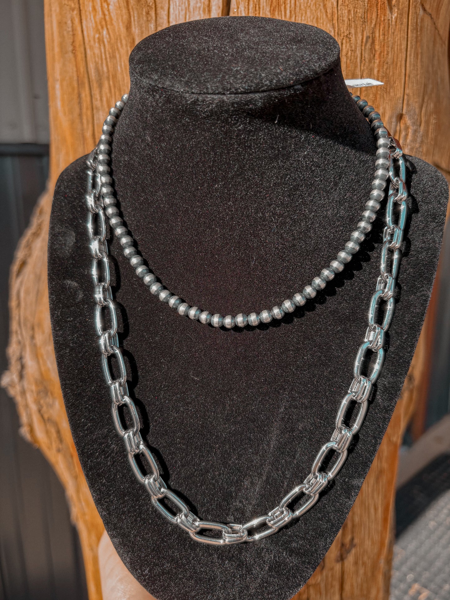 5mm 14” Sterling Silver Beaded Necklace