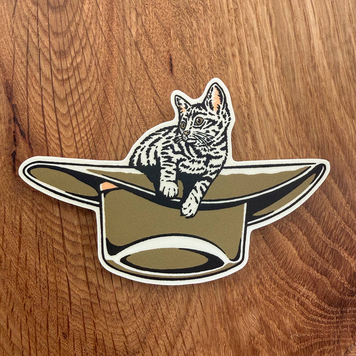 Kitten Cowboy Hat (Gold) - 3 Inch Matte Vinyl Western Cat Sticker