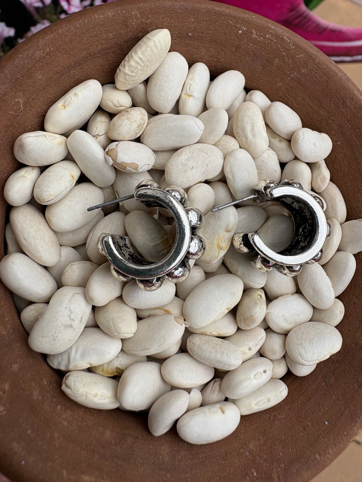 Small Oval Bubble Hoop Earrings