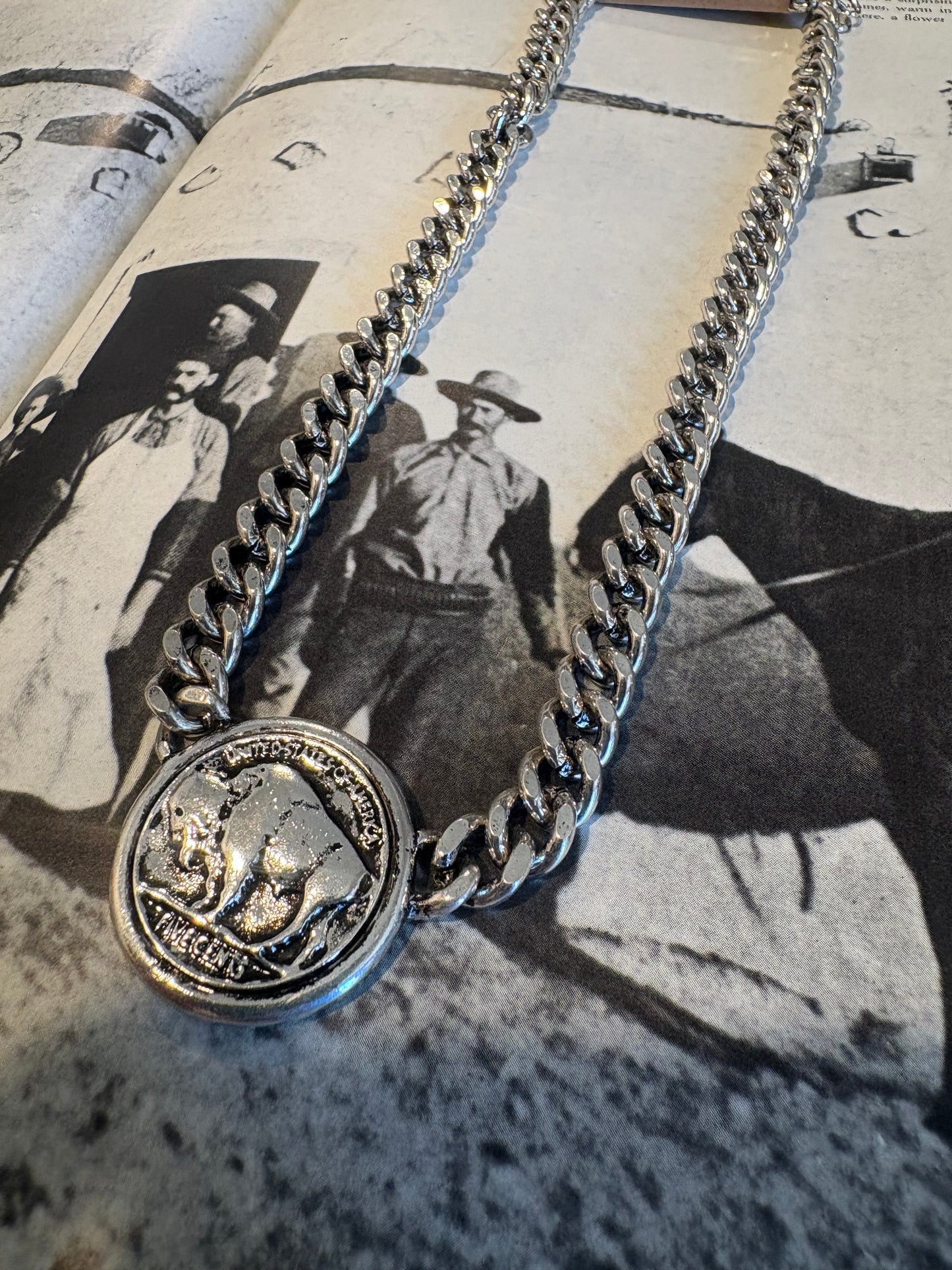 Western Buffalo Coin Chain Necklace