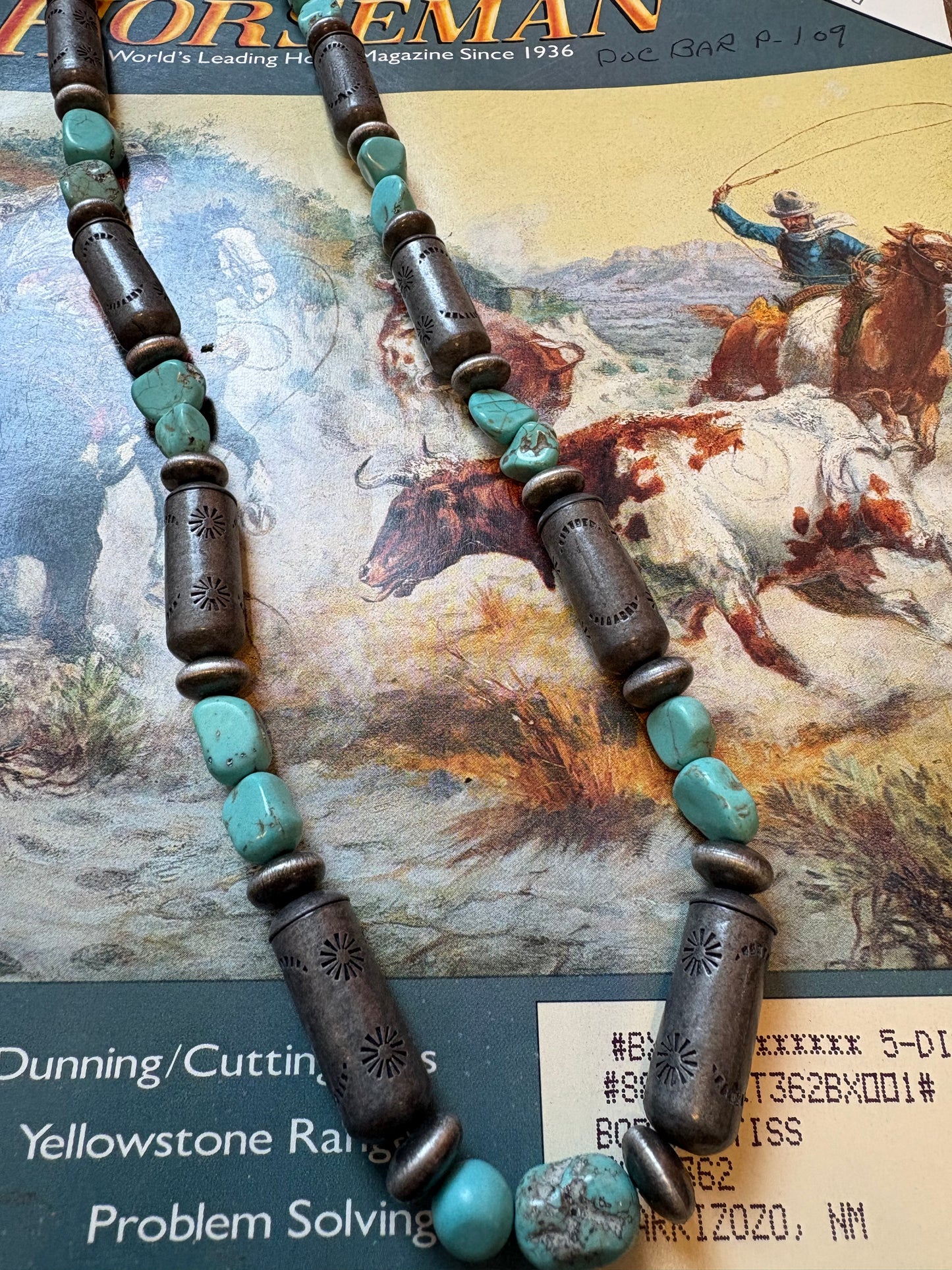 Faux Barrel Bead & Turquoise Necklace