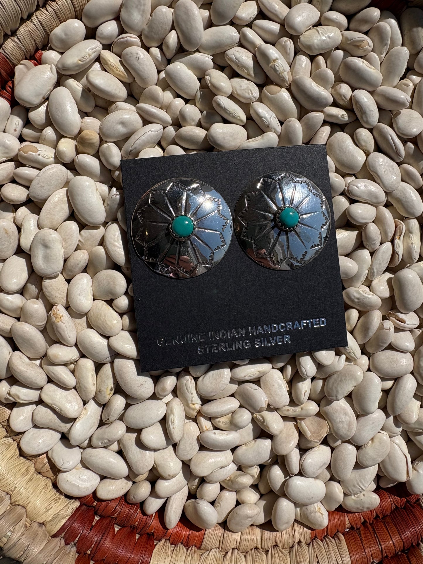Large Concho & Turquoise Studs