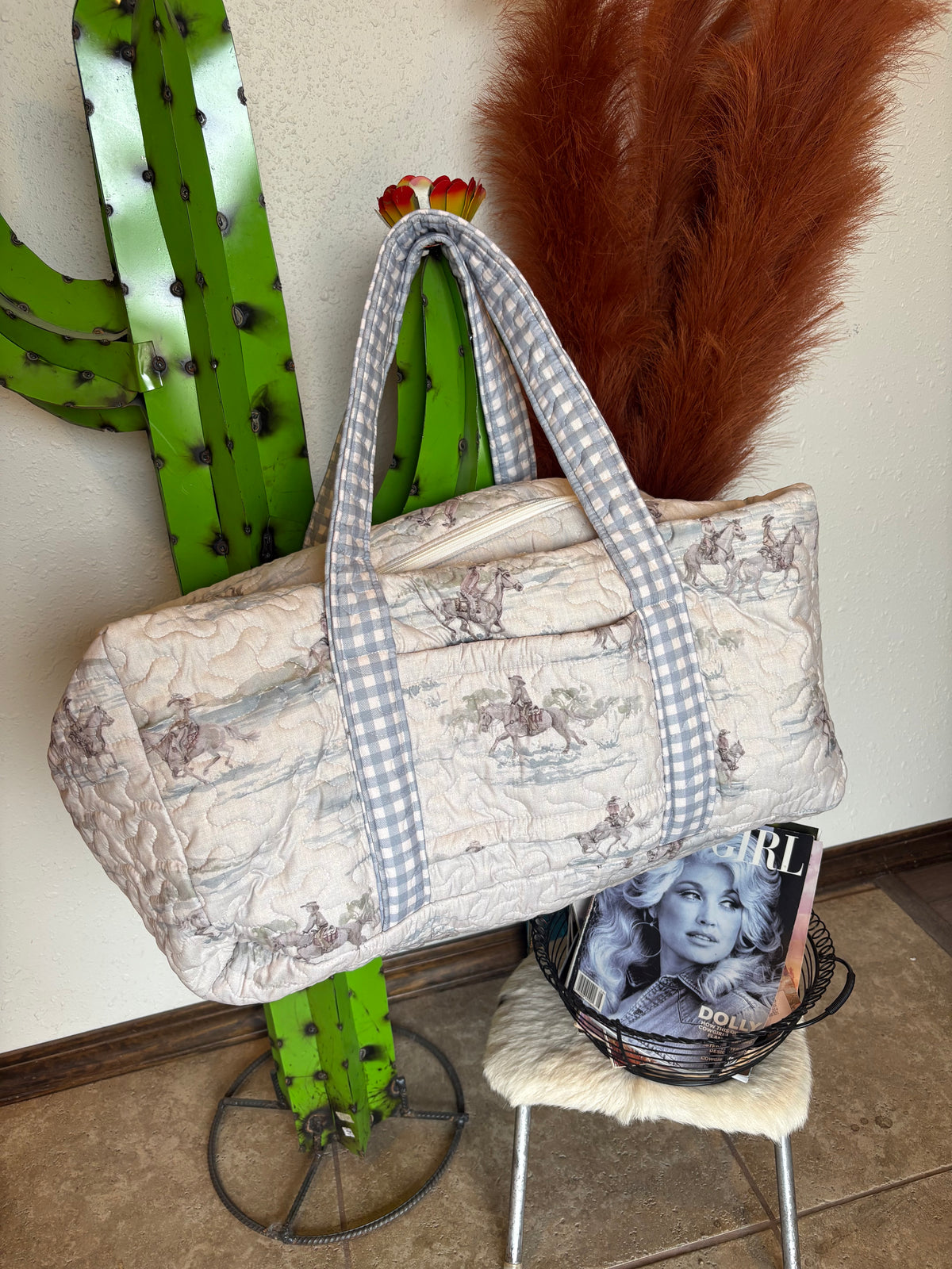Frontier Spirit Linen Weekender Duffle Bag