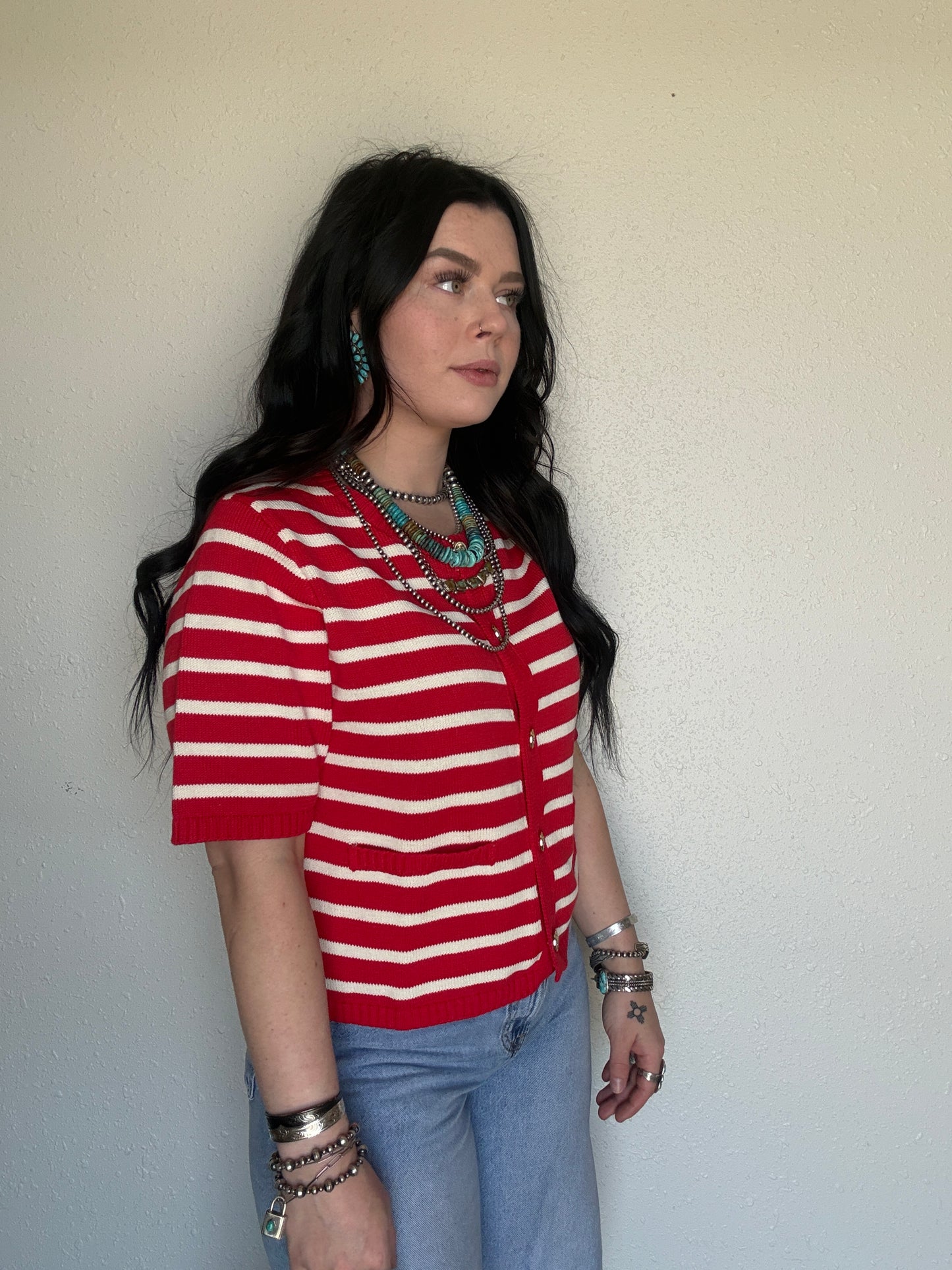 Americana Breeze Knit Top *Red