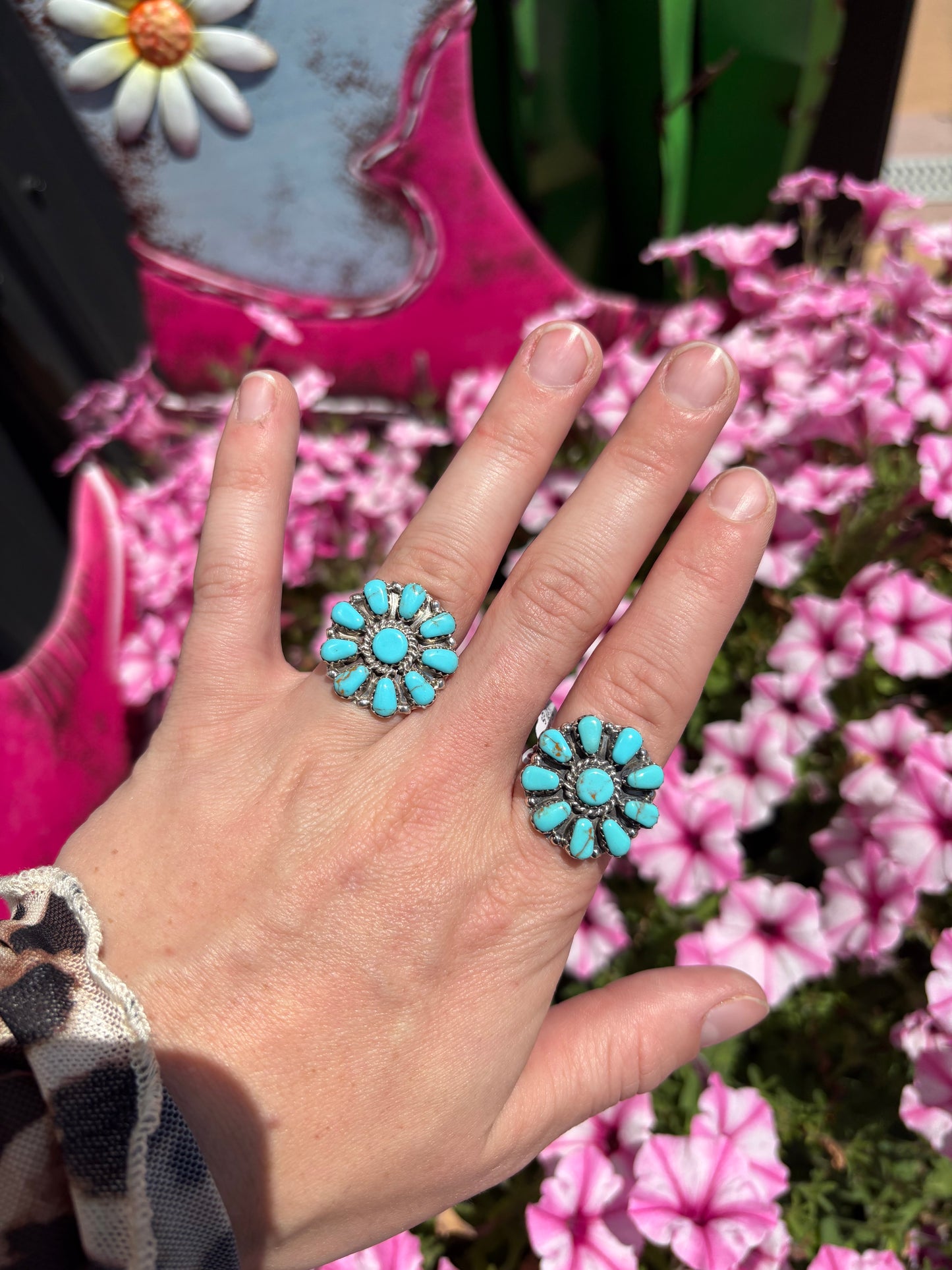 Native Made Kingman Turquoise Cluster Ring
